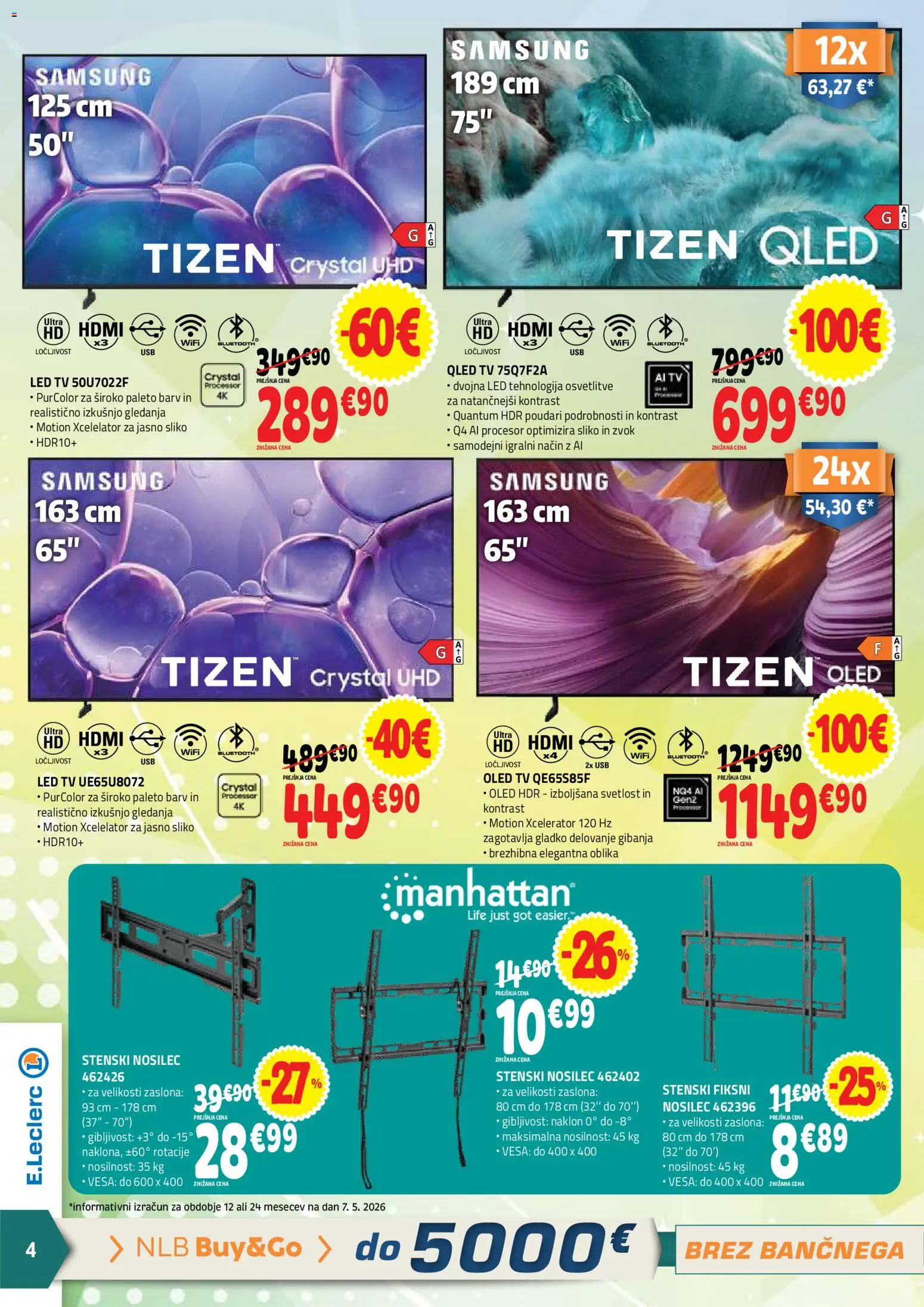 Novi E.leclerc katalog ponudbe – veljaven od 20.05.2026 | Stran: 4 | Izdelki: Tv, Usb, Led tv