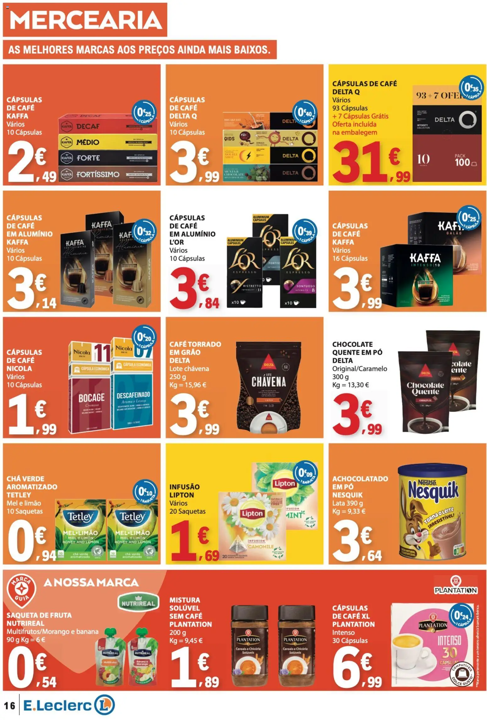 E.Leclerc folheto │ válido de 30.04.2026 | Página: 16 | Produtos: Leite, Café, Chocolate, Mel
