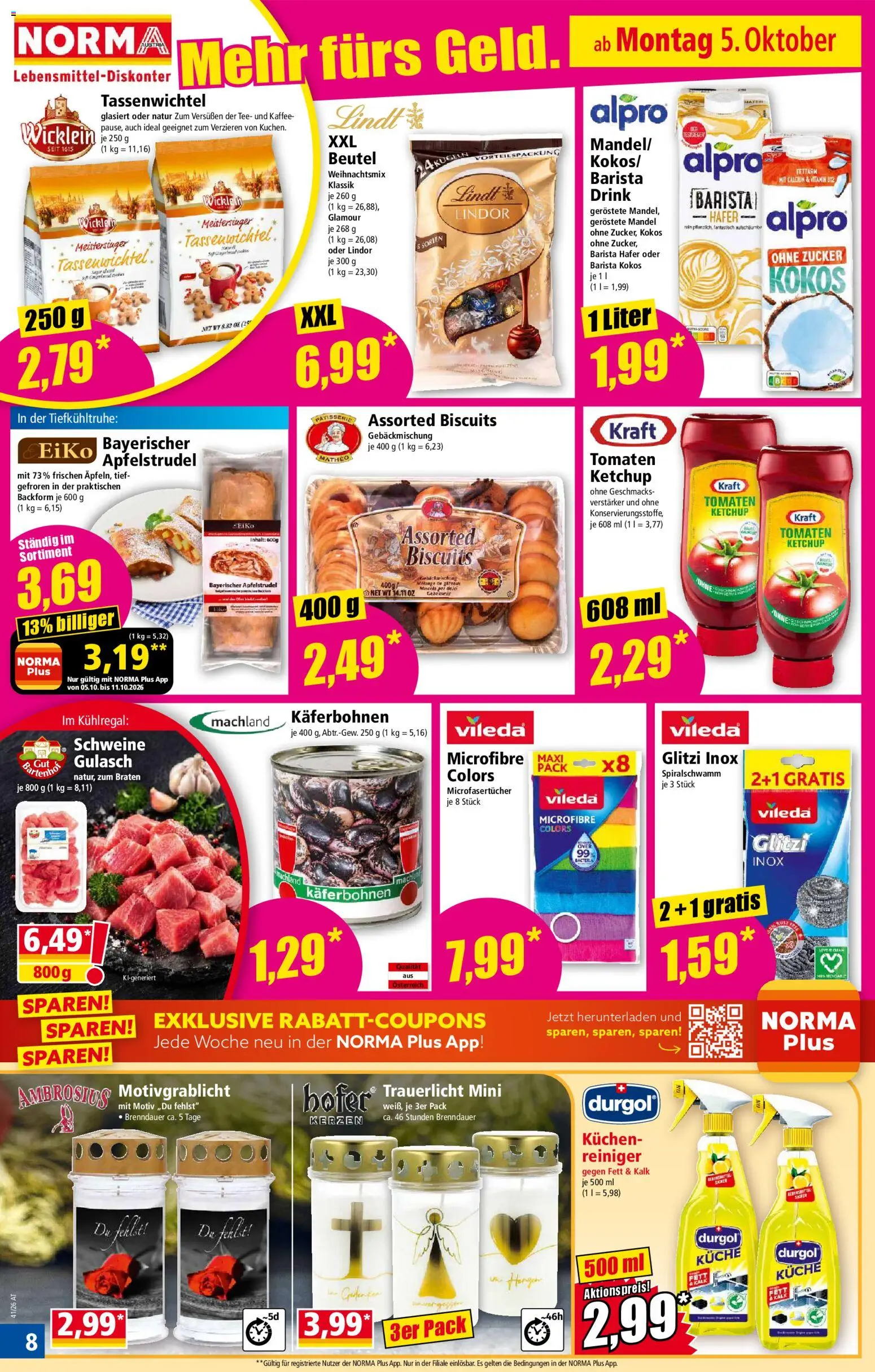 Norma Flugblatt gültig ab 05.10.2026 | Seite: 8 | Produkte: Ketchup, Kerzen, Tomaten, Tee