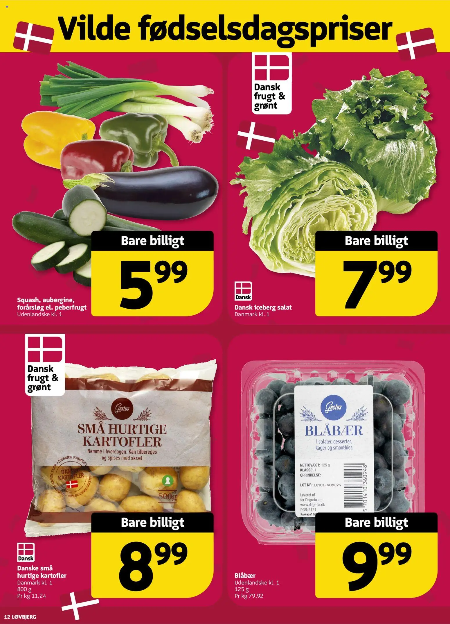Løvbjerg tilbudsavis – gyldig fra 28/08/2026 | Side: 12 | Produkter: Salat, Forårsløg, Kager, Peberfrugt