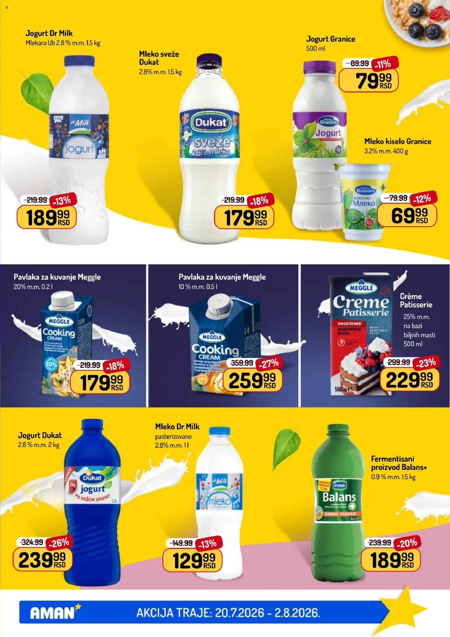 Aman katalog - važi od 20.07.2026 | Strana: 9 | Proizvode: Mleko, Jogurt, Pavlaka