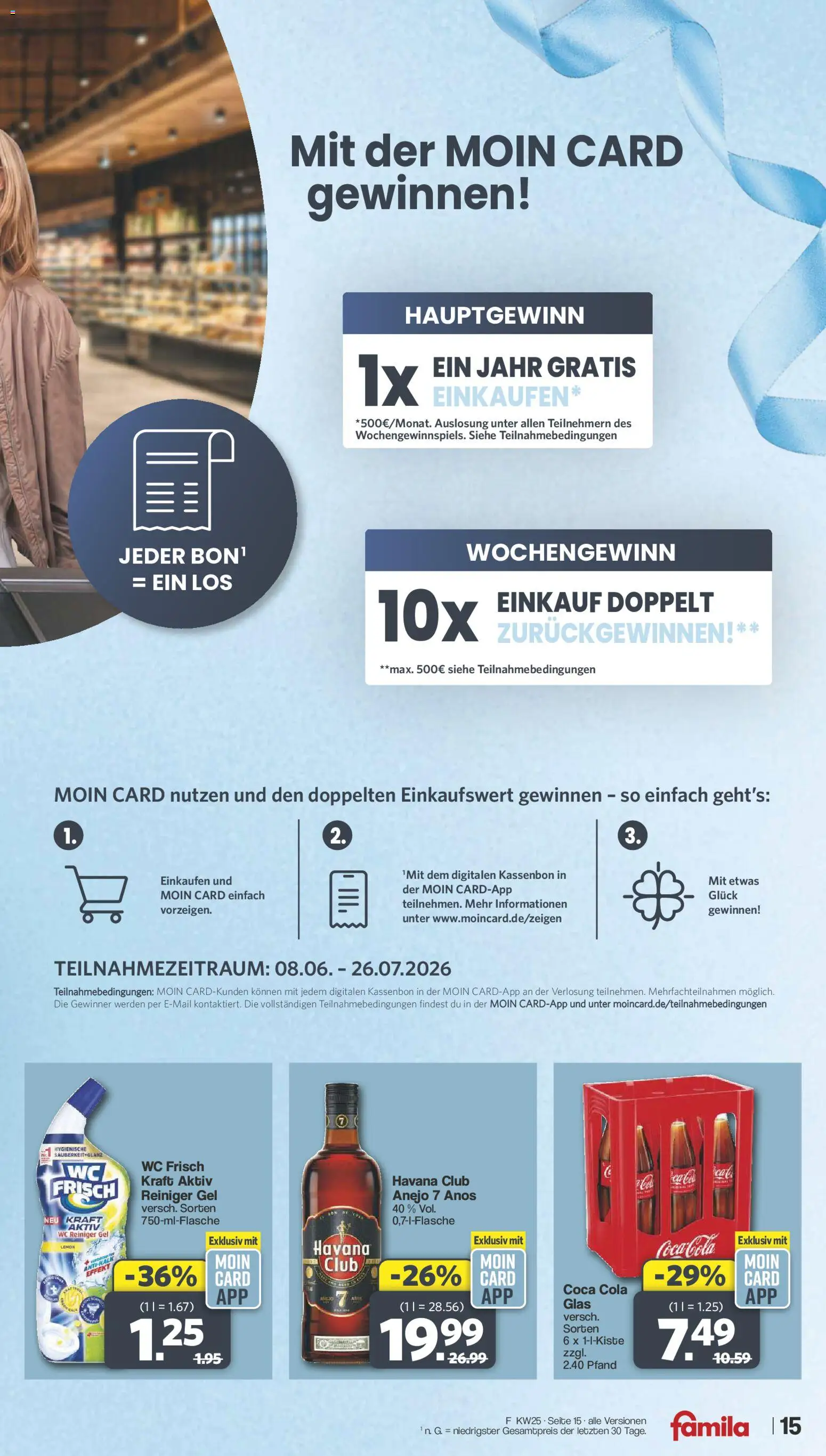 Famila Nordwest Prospekt – gültig ab 15.06.2026 | Seite: 15 | Produkte: Havana club, Coca cola, Cola, Wc frisch