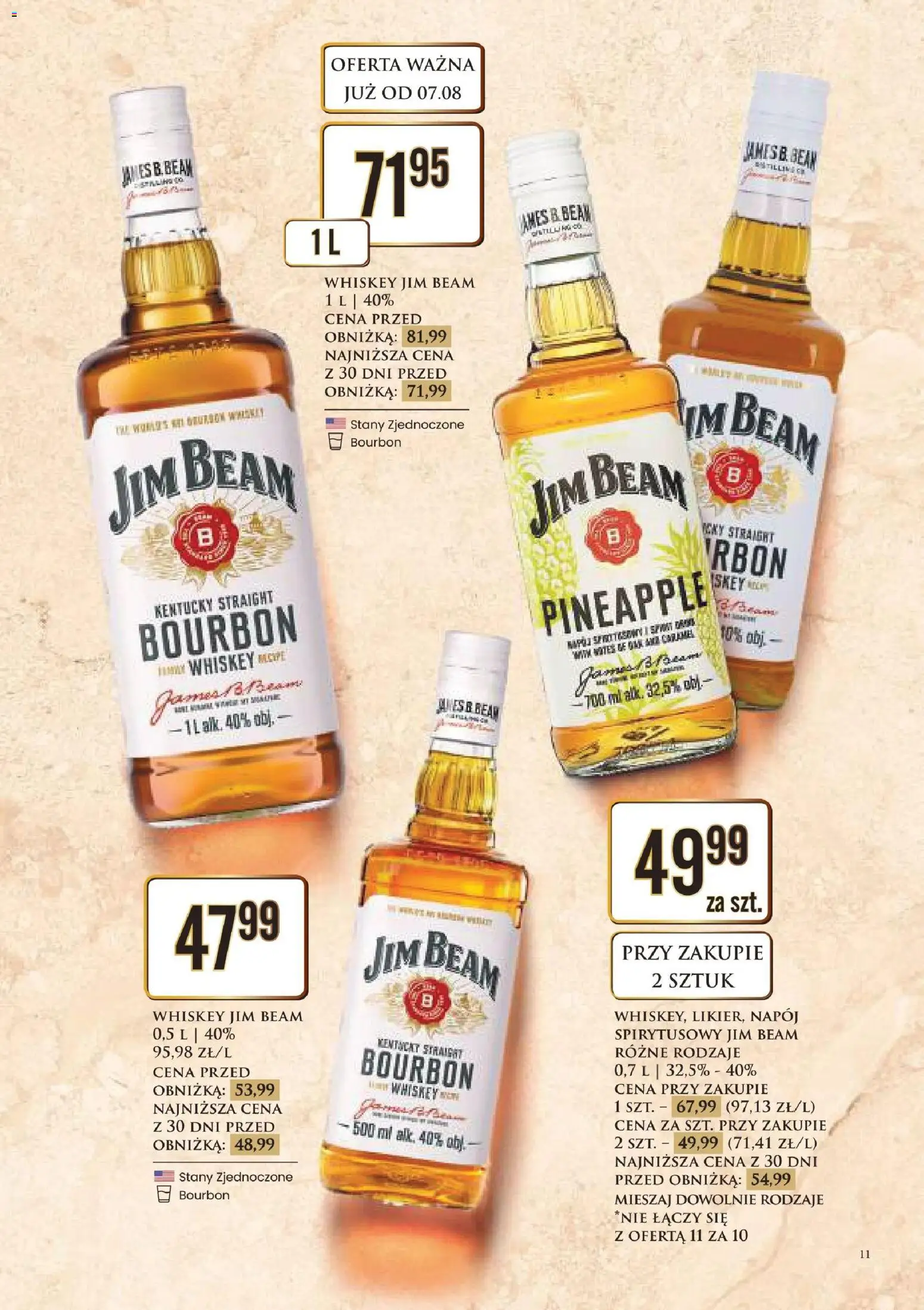 Dino gazetka alkoholowa od 07.08.2026 | Strona: 11 | Produkty: Bourbon, Jim Beam