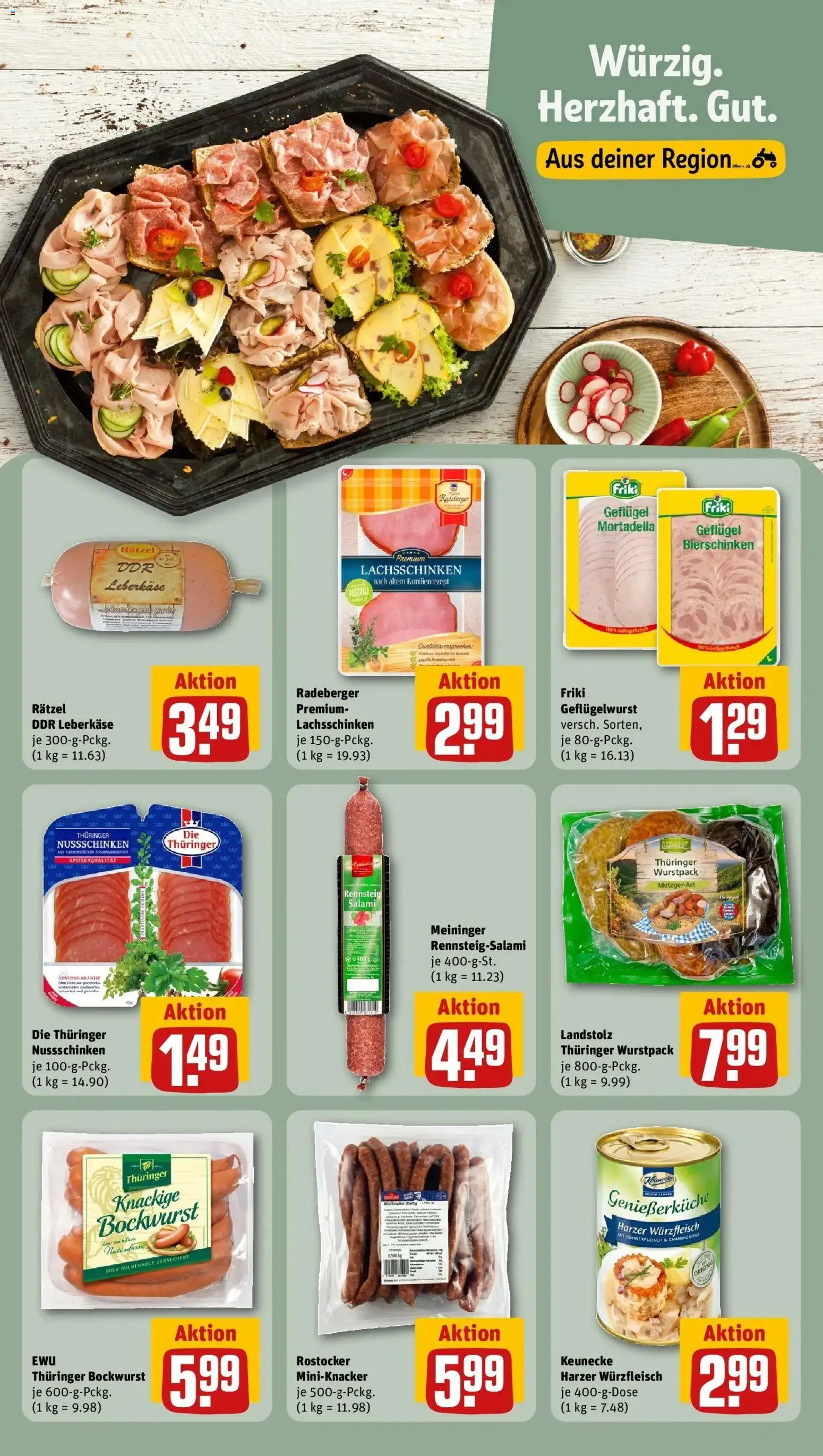 REWE Prospekt ab 12.10.2026 zum Blättern » Angebote | Seite: 16 | Produkte: Bockwurst, Met, Salami, Hühnerfleisch