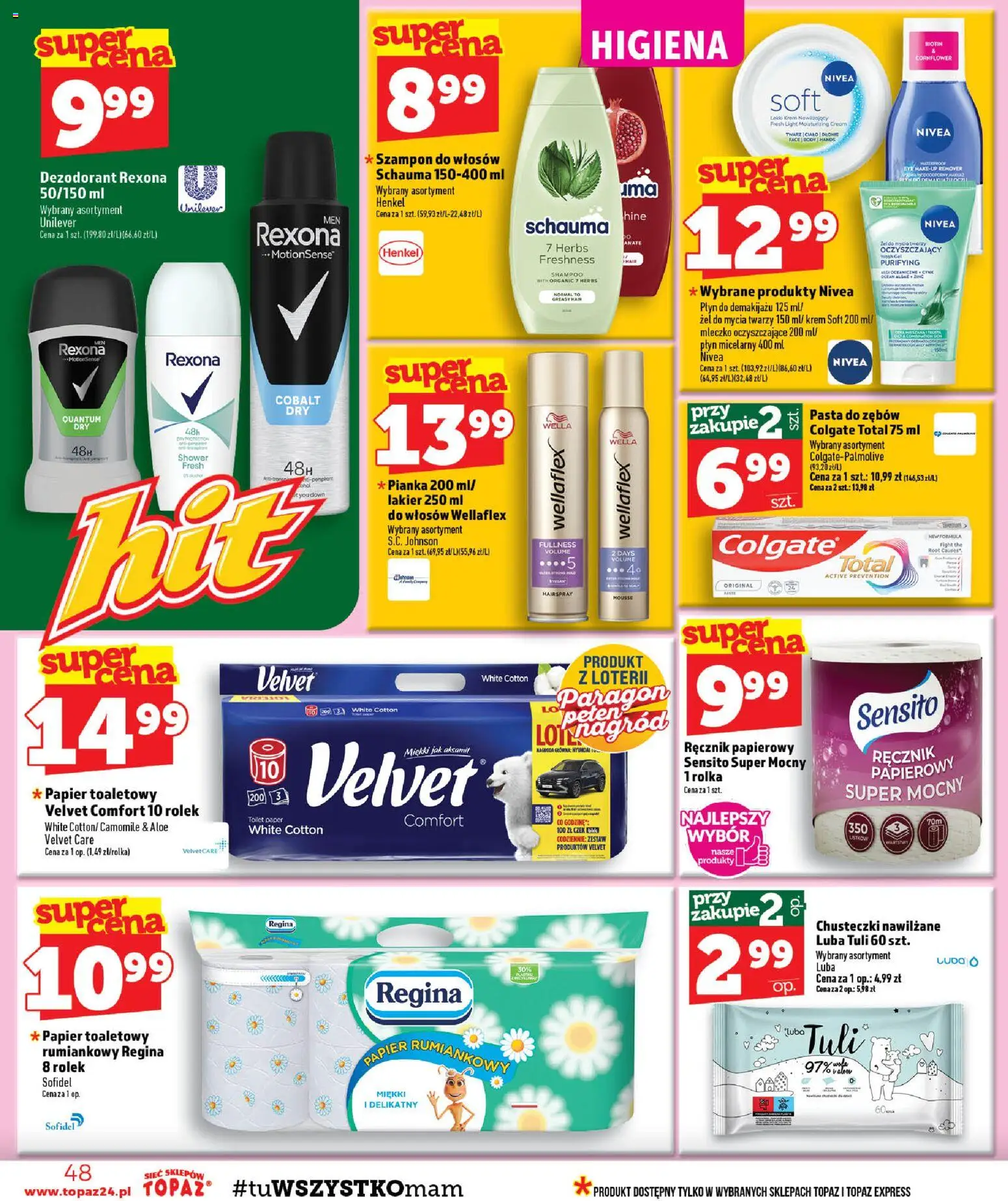 Topaz gazetka - Ceny małe na stałe od 08.10.2026 | Strona: 48 | Produkty: Papier toaletowy, Pasta, Dezodorant, Pasta do zębów