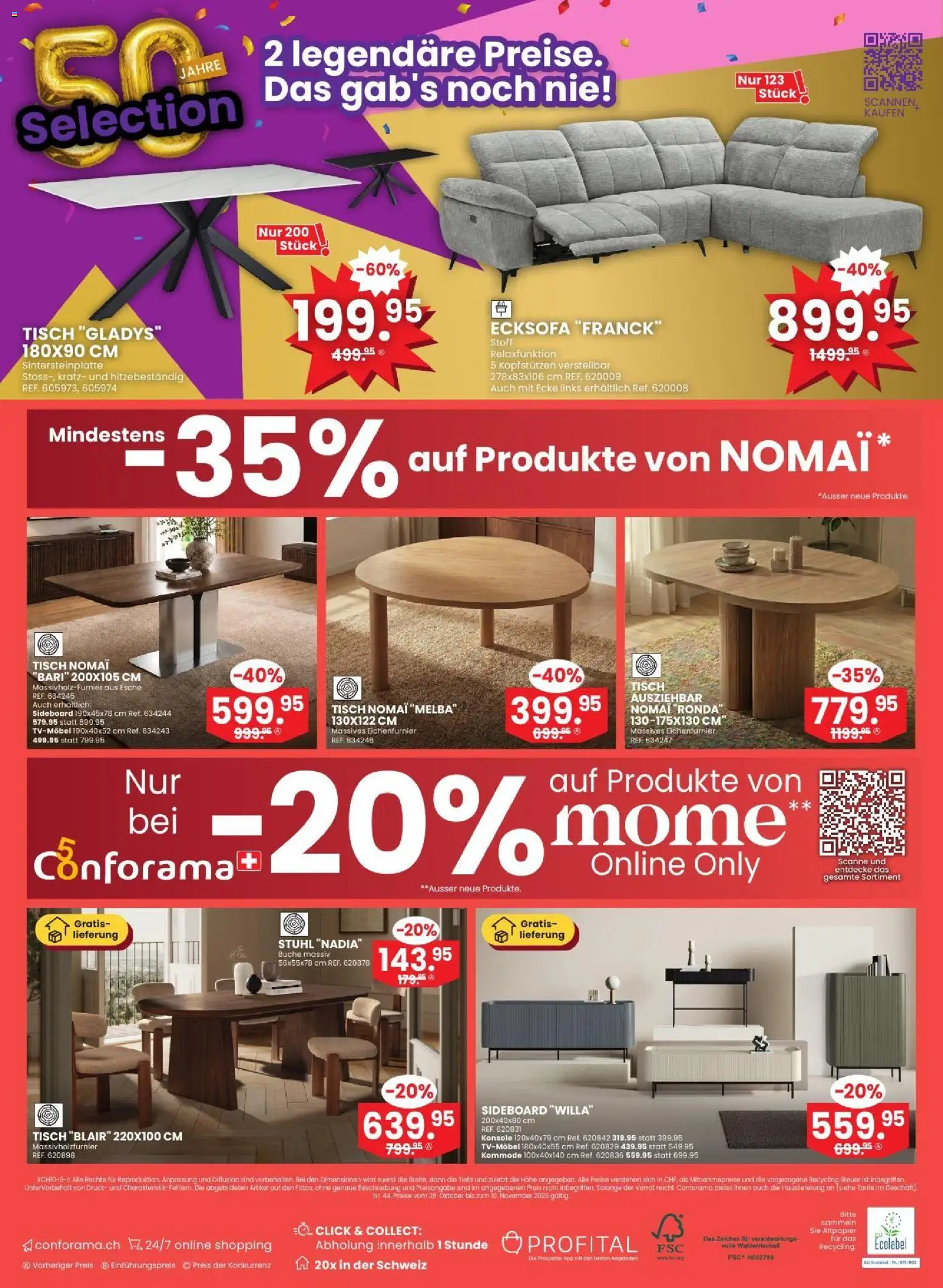 Conforama aktionen – gültig ab 28.10.2026 | Seite: 24 | Produkte: Tisch, Kommode, Stuhl, Sideboard