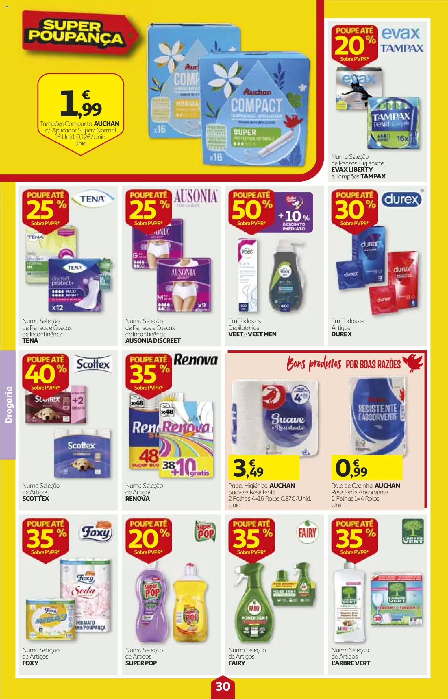 Auchan folheto │ válido de 15/10/2026 | Página: 30 | Produtos: Papel higiénico, Pensos higiénicos, Cuecas