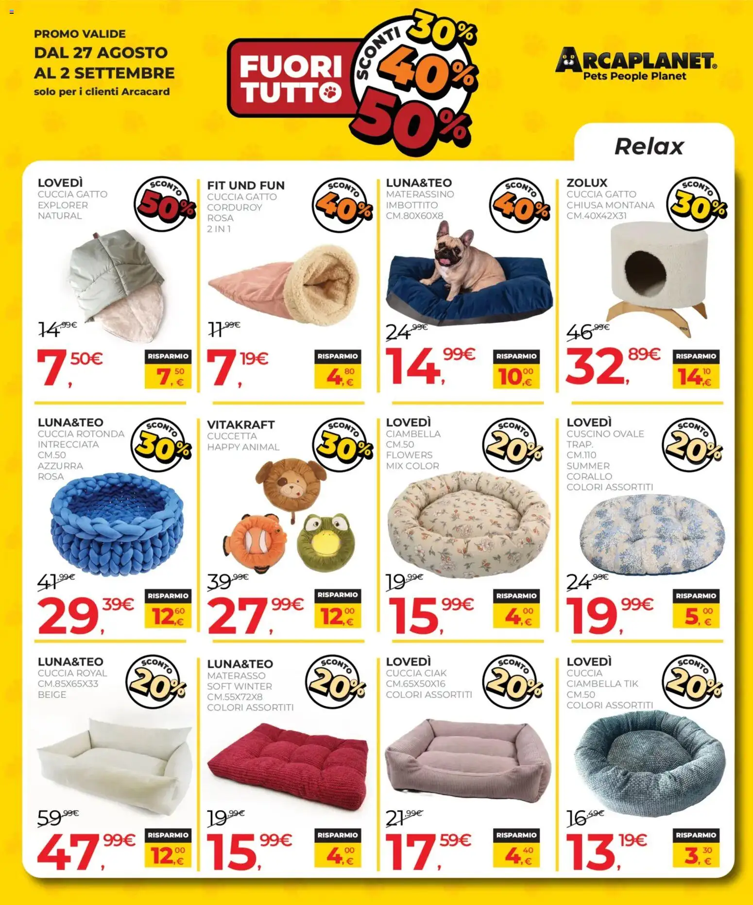 Volantino Arcaplanet del 27/08/2026 | Pagina: 5 | Prodotti: Ciambella, Materasso, Cuscino