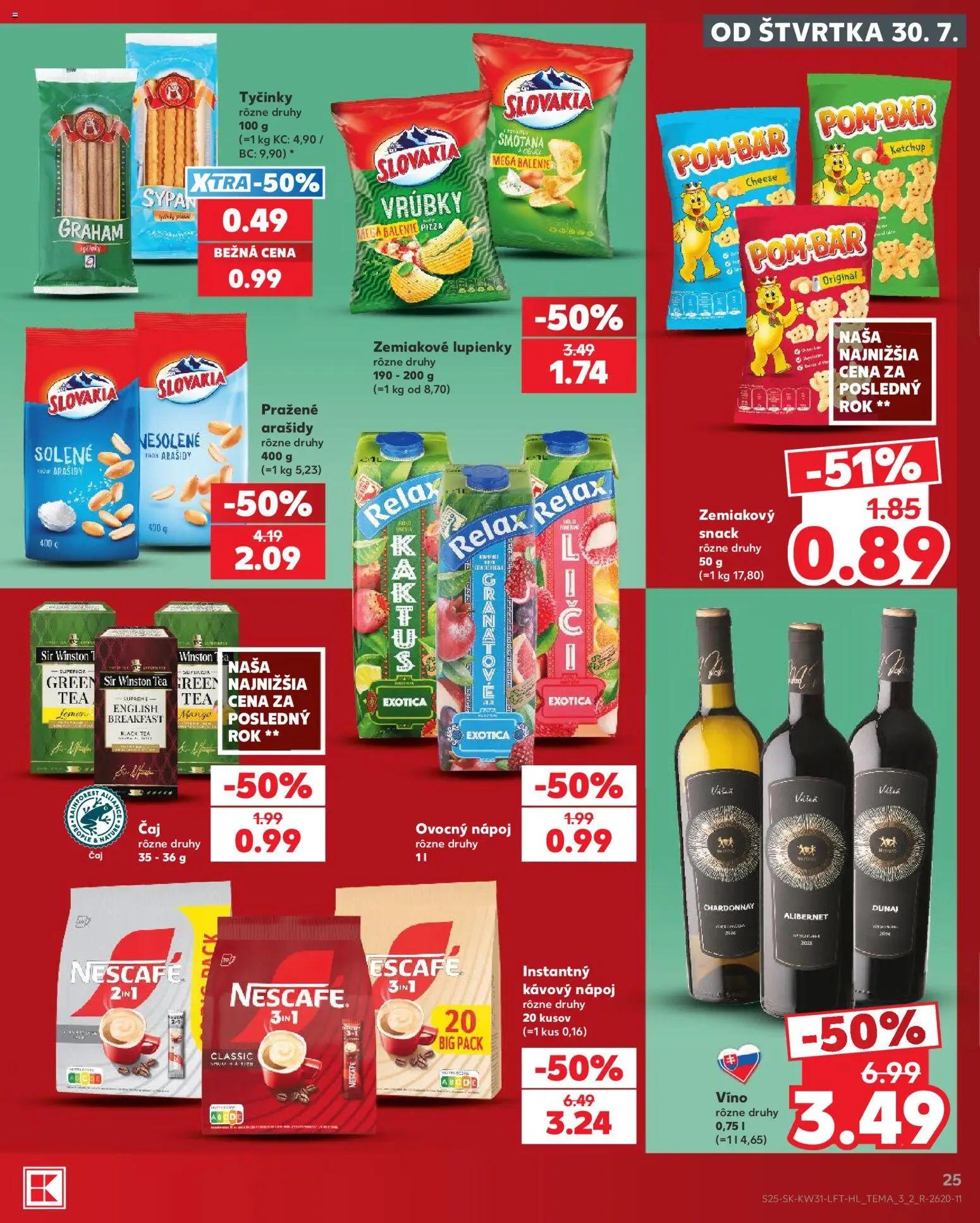 Nové Kaufland akcie – leták je platný od 30.07.2026 | Strana: 25 | Produkty: Pizza, Víno, Smotana, Arašidy