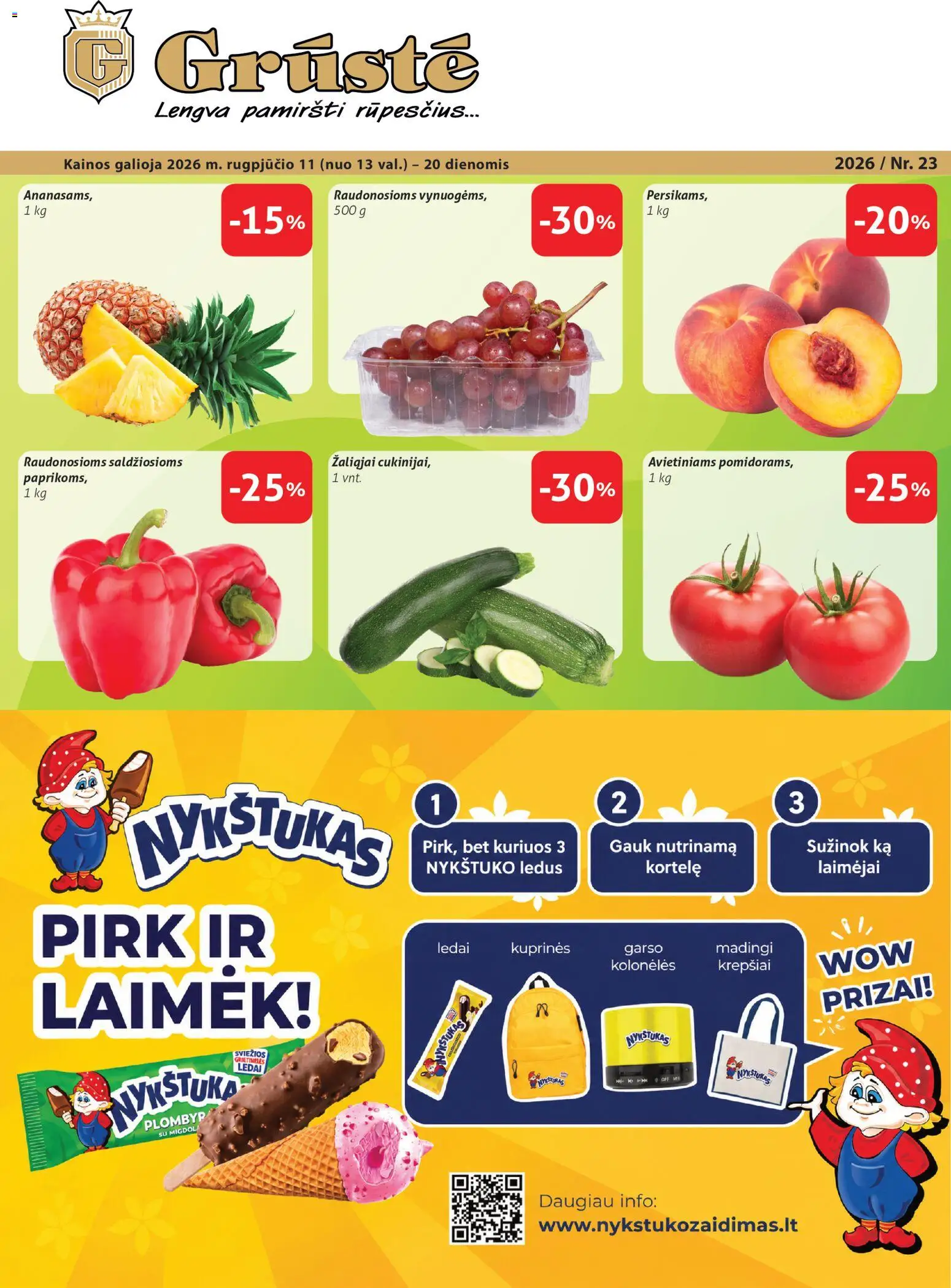 GRUSTE akcijos nuo 2026.08.11 | Puslapis: 1 | Prekių: Ledai