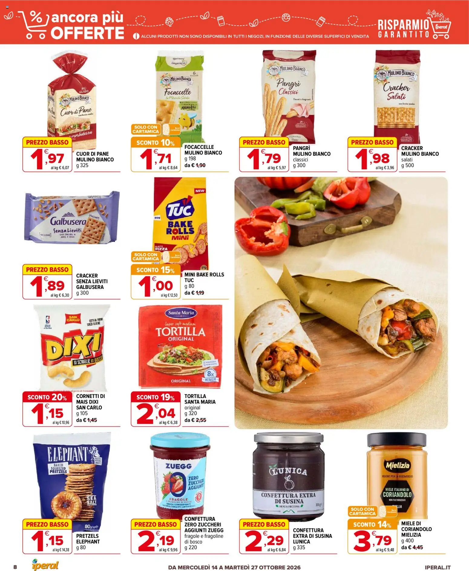 Volantino Iperal del 14/10/2026 | Pagina: 8 | Prodotti: Senza glutine, Pane, Fragole, Basso