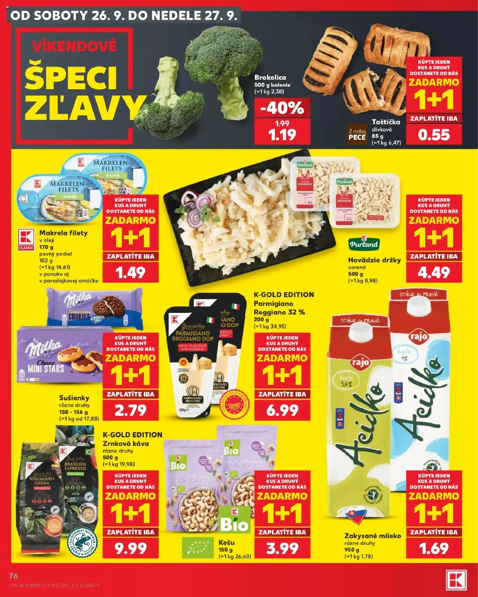 Nové Kaufland akcie – leták je platný od 24.09.2026 | Strana: 76 | Produkty: Sušienky, Zakysané mlieko, Držky, Zrnková káva
