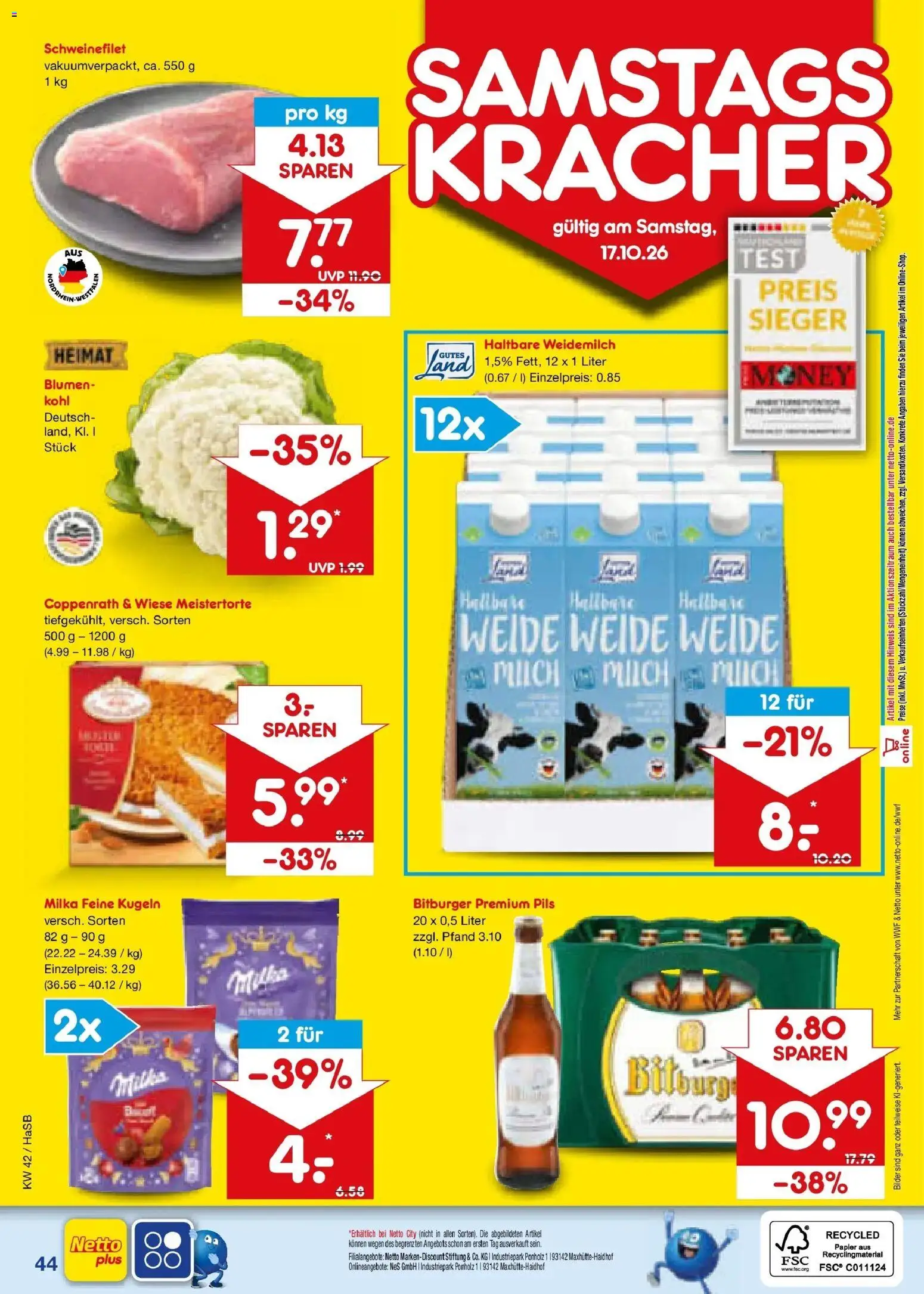 Netto Marken-Discount Prospekt Unna (ab 12.10.2026) » Angebote | Seite: 60 | Produkte: Pils, Blumen, Schweinefilet, Bilder