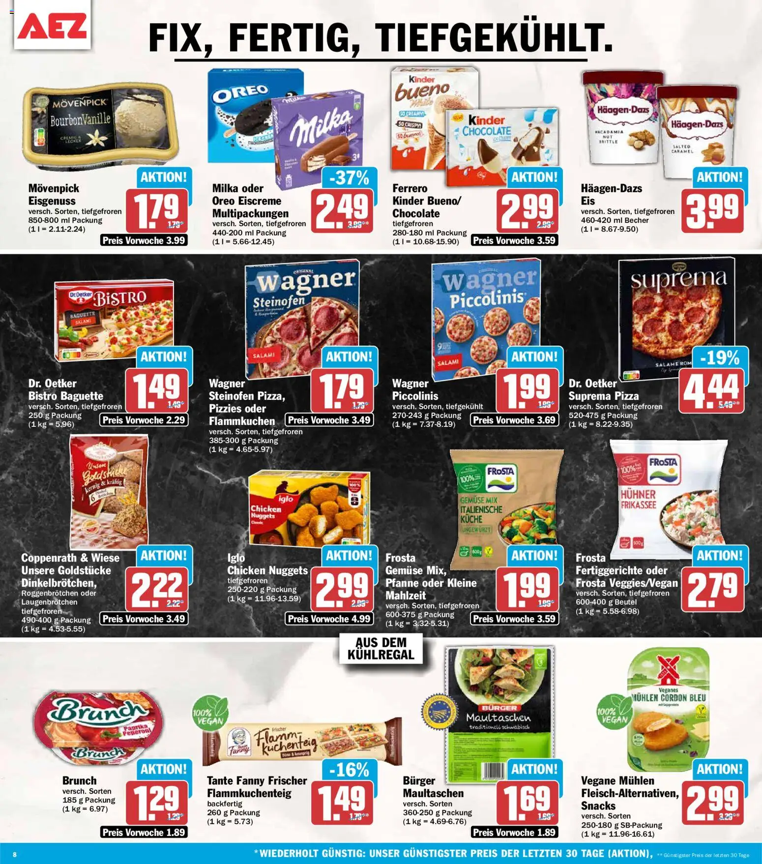 AEZ Prospekt – gültig ab 20.07.2026 | Seite: 8 | Produkte: Frosta, Fertiggerichte, Piccolinis, Maultaschen