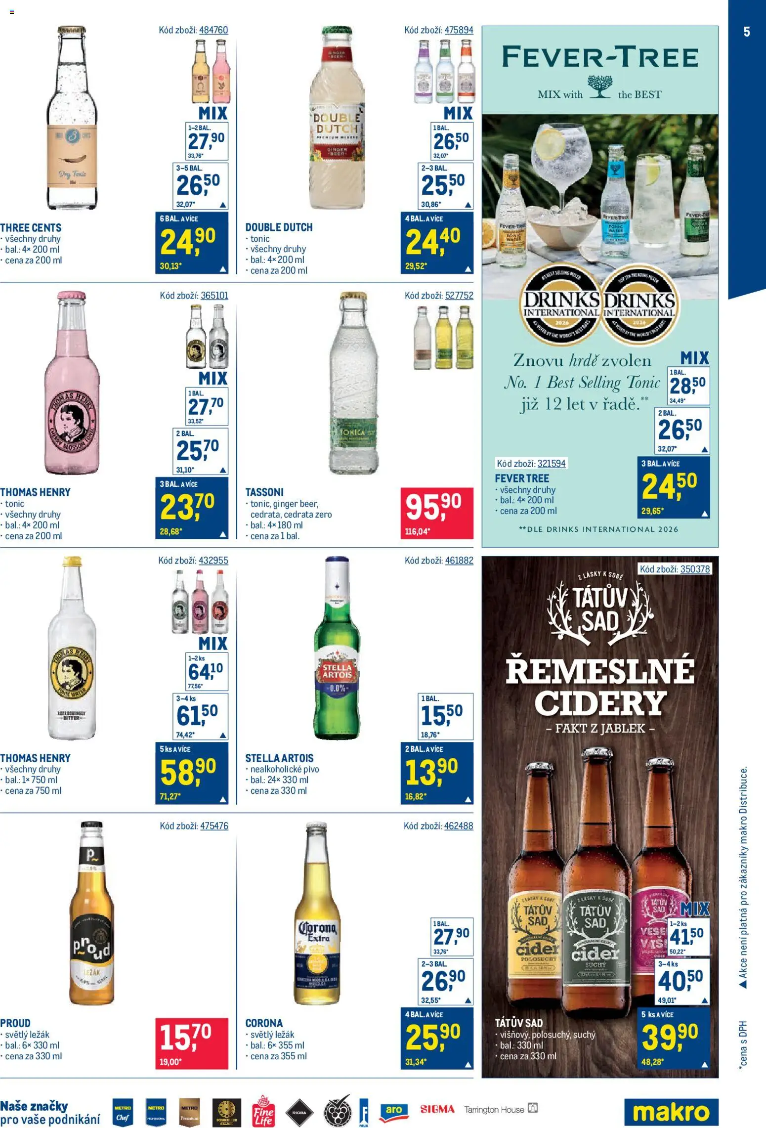 Makro leták - Bar od 22.04.2026 | Strana: 5 | Produkty: Pivo, Cider, Tonic, Nealkoholické pivo