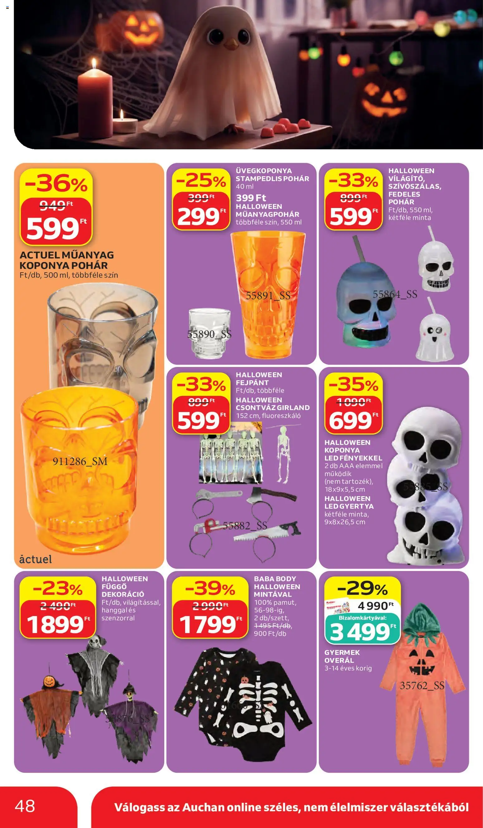 Auchan akciós ujság - amely érvényes a következő dátumtól: 2026.10.15. | Oldal: 48 | Termékek: Body, LED, Pohár, Overál