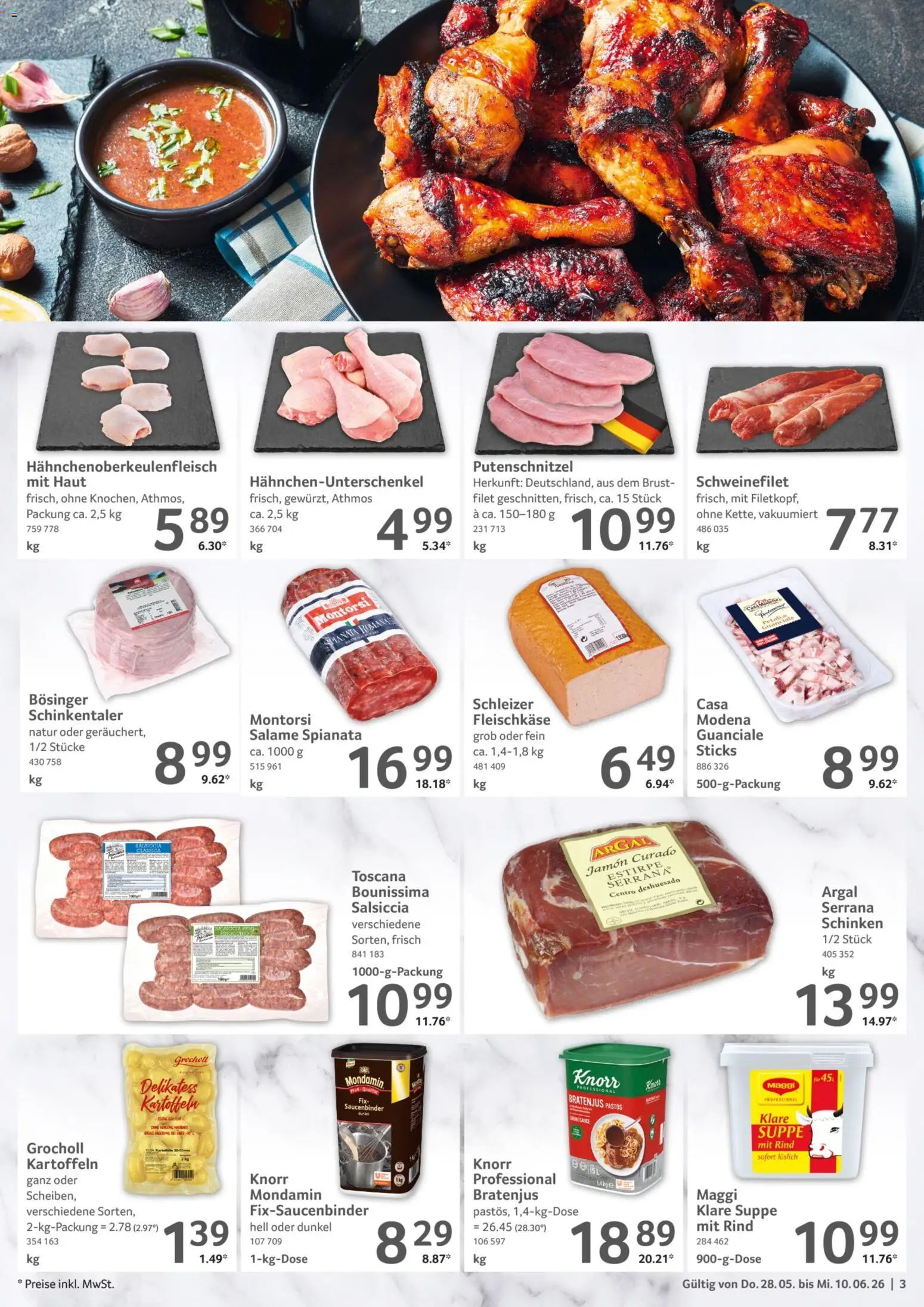 Selgros Gastronomie – gültig ab 28.05.2026 | Seite: 3 | Produkte: Maggi, Schweinefilet, Kartoffeln, Putenschnitzel