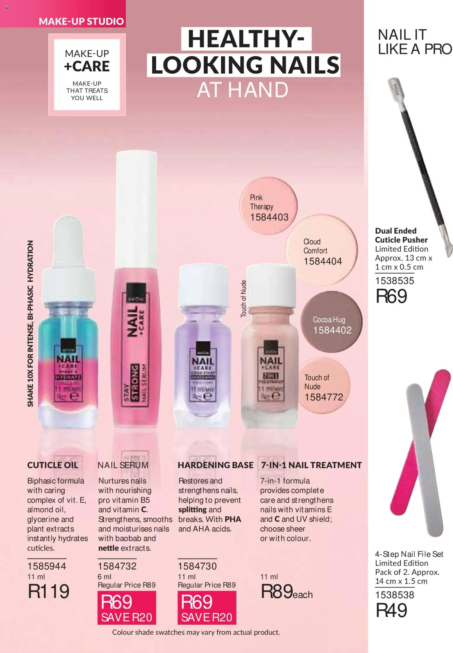 New Avon catalogue – valid from 01/10/2026 | Page: 54 | Products: Serum, Cuticle pusher, Nail treatment, Cocoa