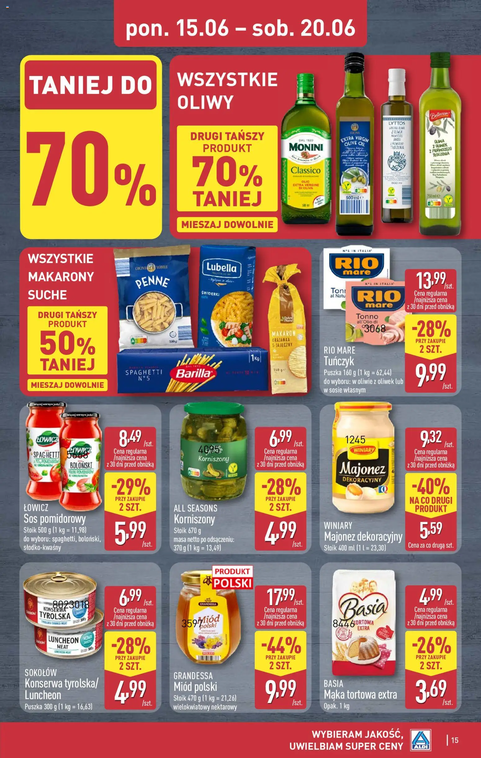 Aldi gazetka od 15.06.2026 | Strona: 15 | Produkty: Penne, Makarony, Makaron, Sos