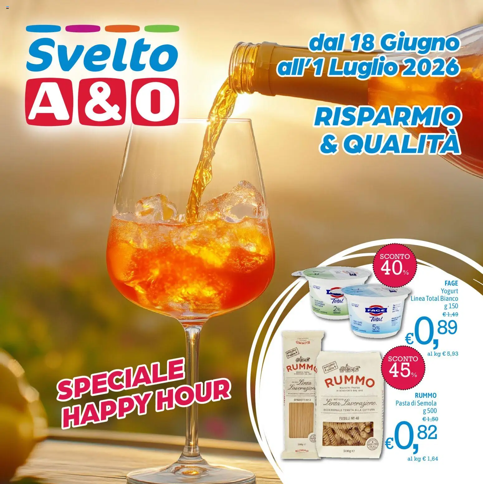 Volantino A&O del 18/06/2026 | Pagina: 1 | Prodotti: Yogurt, Pasta, Fusilli