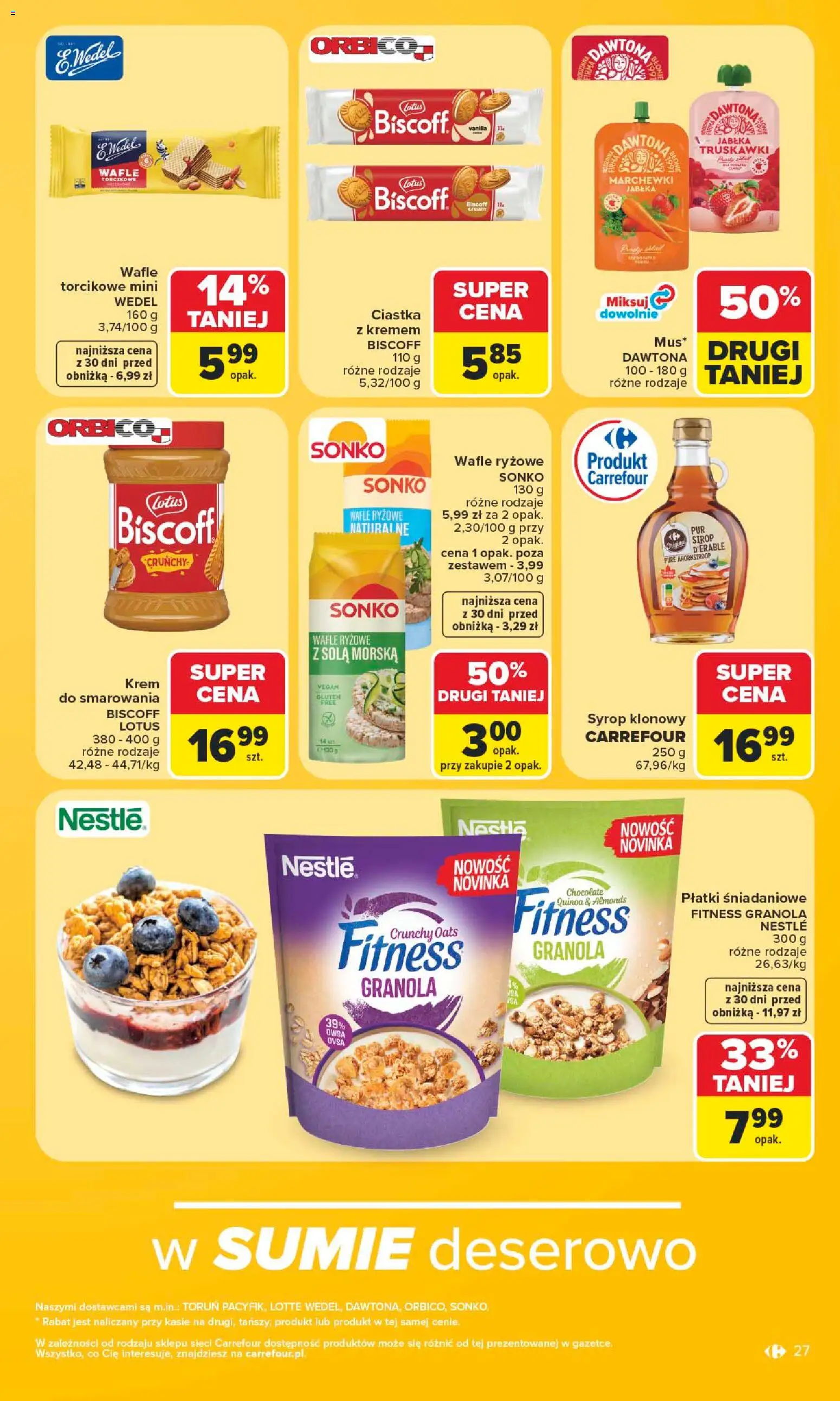 Carrefour gazetka od 06.07.2026 | Strona: 27 | Produkty: Wafle, Płatki, Ciastka, Krem