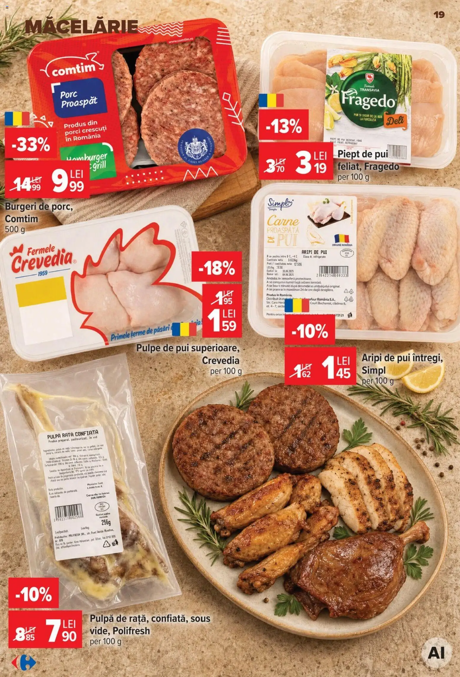 Noul catalog Carrefour – valabil de la 19.08.2026 | Pagină: 19 | Produse: Grill, Pui, Rață, Hamburger