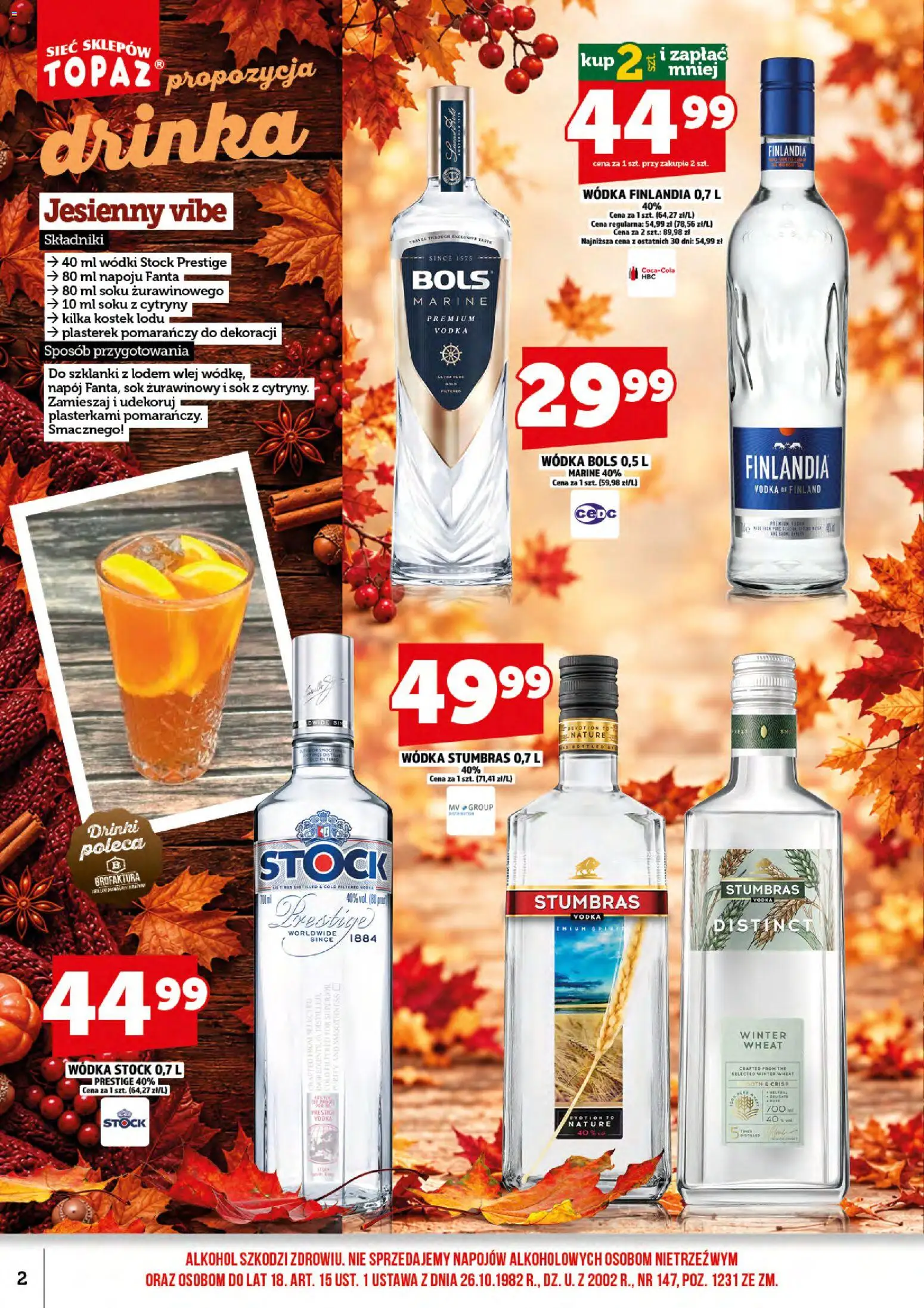 Topaz gazetka alkoholowa od 16.10.2026 | Strona: 4 | Produkty: Wódka Stock, Cytryny, Fanta, Wódka Stumbras
