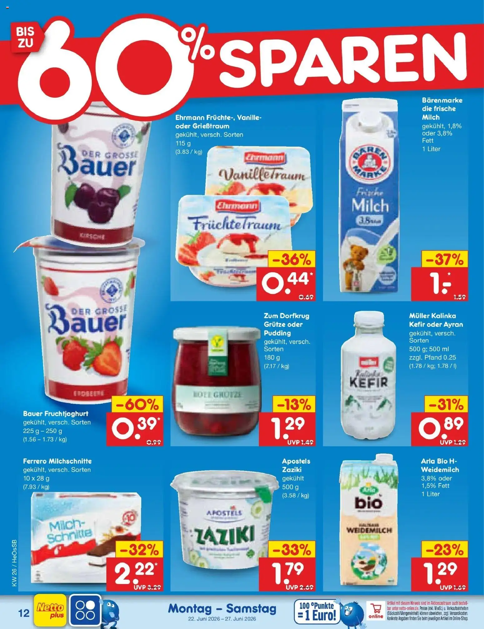 Netto Marken-Discount Prospekt Kröpelin – gültig ab 21.06.2026 | Seite: 14 | Produkte: Kefir, Milch, Fruchtjoghurt, Pudding