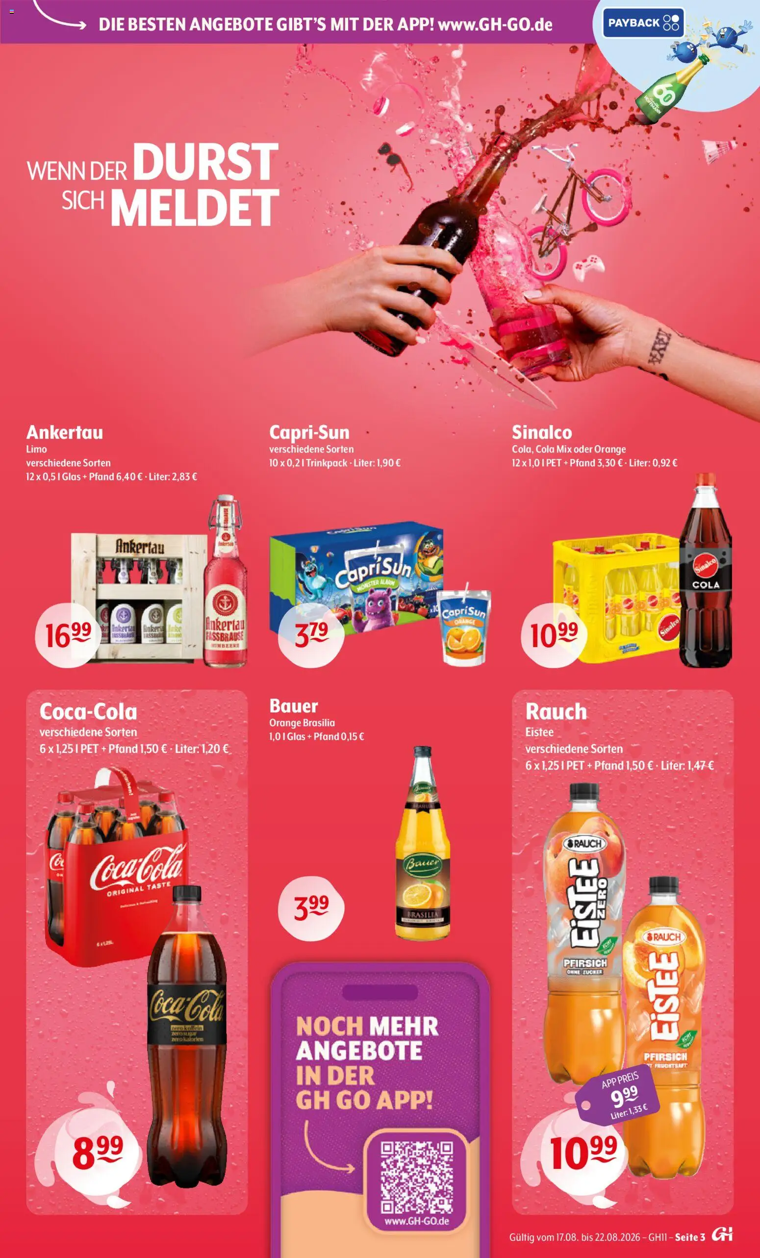Getränke Hoffmann Prospekt – gültig ab 17.08.2026 | Seite: 3 | Produkte: Sinalco, Cola, Pfirsich, Fassbrause