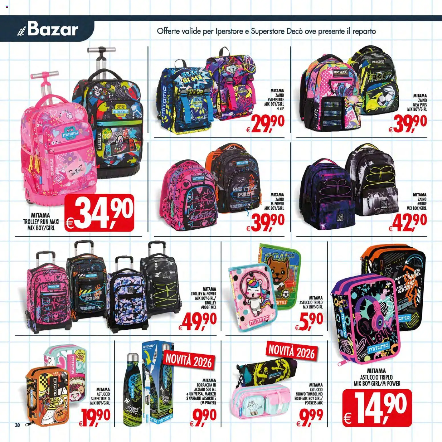 Volantino Decò del 21/08/2026 | Pagina: 40 | Prodotti: Zaino, Astuccio, Trolley, Borraccia