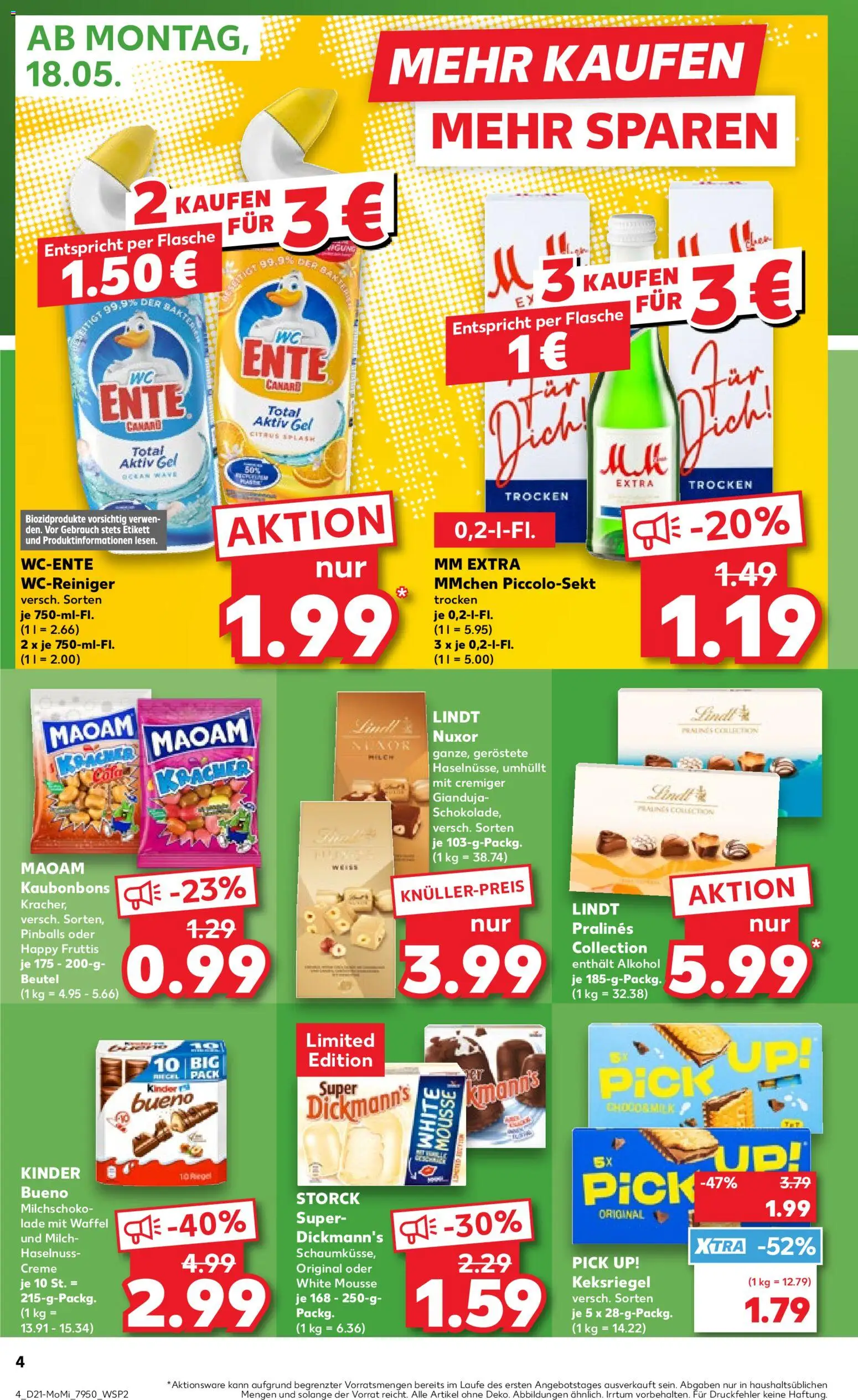 Kaufland Prospekt Hamburg	 – gültig ab 18.05.2026 | Seite: 4 | Produkte: Milch, Kinder bueno, Creme, Lindt