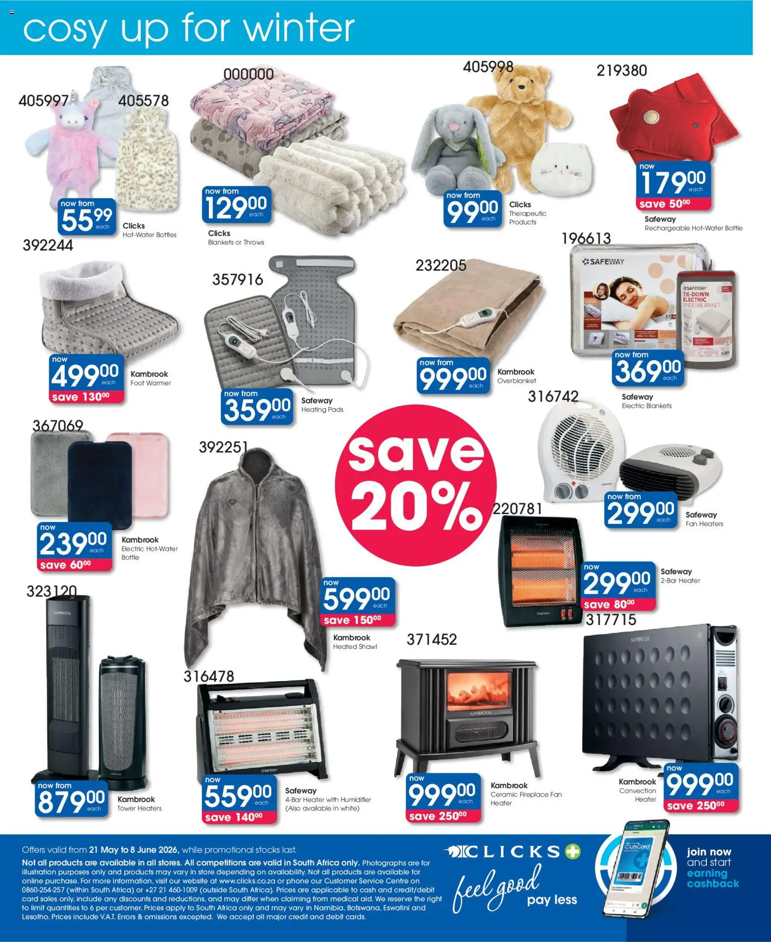 New Clicks catalogue – valid from 21.05.2026 | Page: 48 | Products: Phone, Blankets, Blanket, Heater