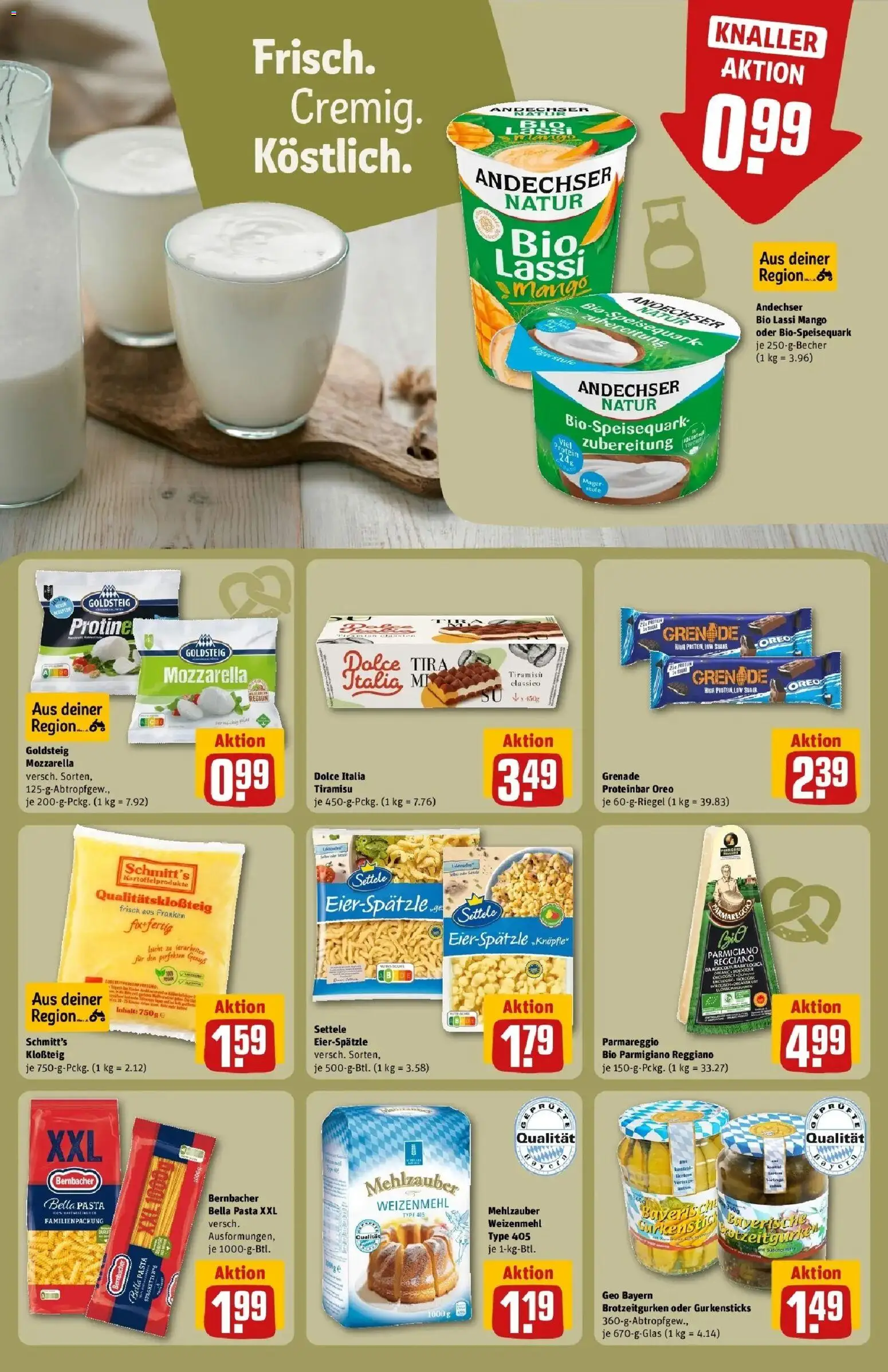 REWE Prospekt ab 28.09.2026 zum Blättern » Angebote | Seite: 24 | Produkte: Mozzarella, Weizenmehl, Mango, Pasta