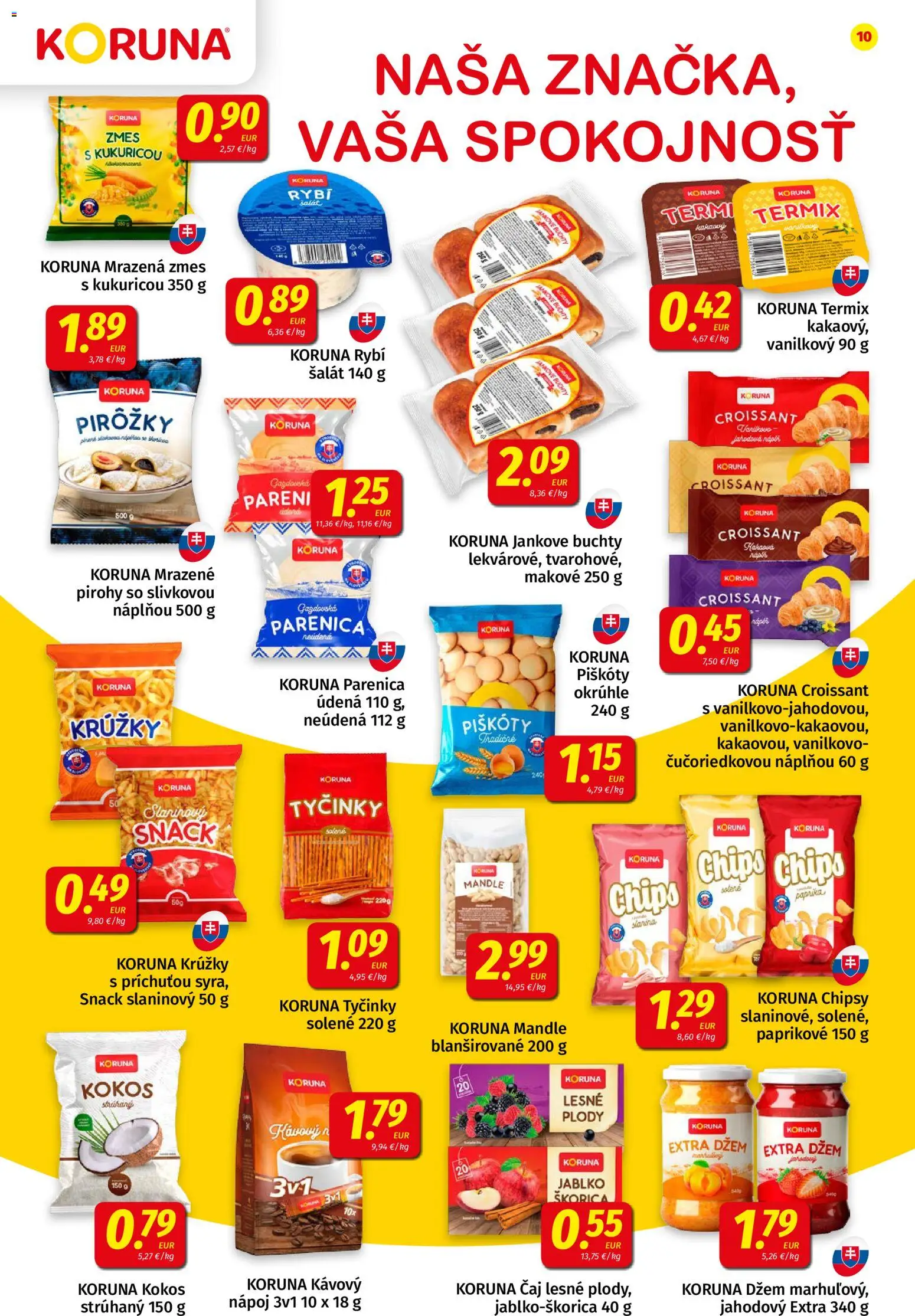 Nové Koruna akcie – leták je platný od 23.10.2026 | Strana: 10 | Produkty: Kokos, Croissant, Chipsy, Šalát