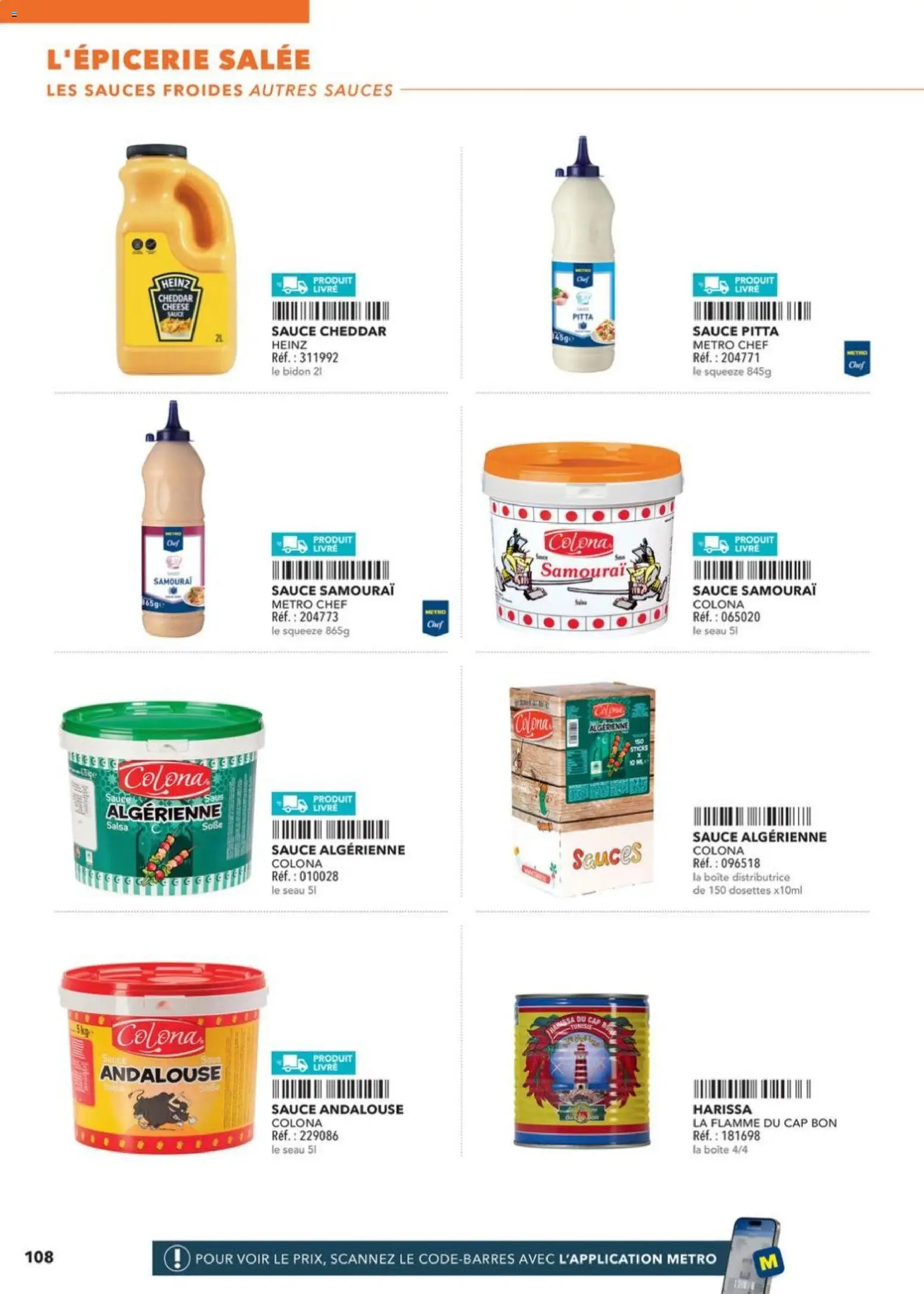 {H1} | Page: 108 | Produits: Harissa, Cheddar, Livre
