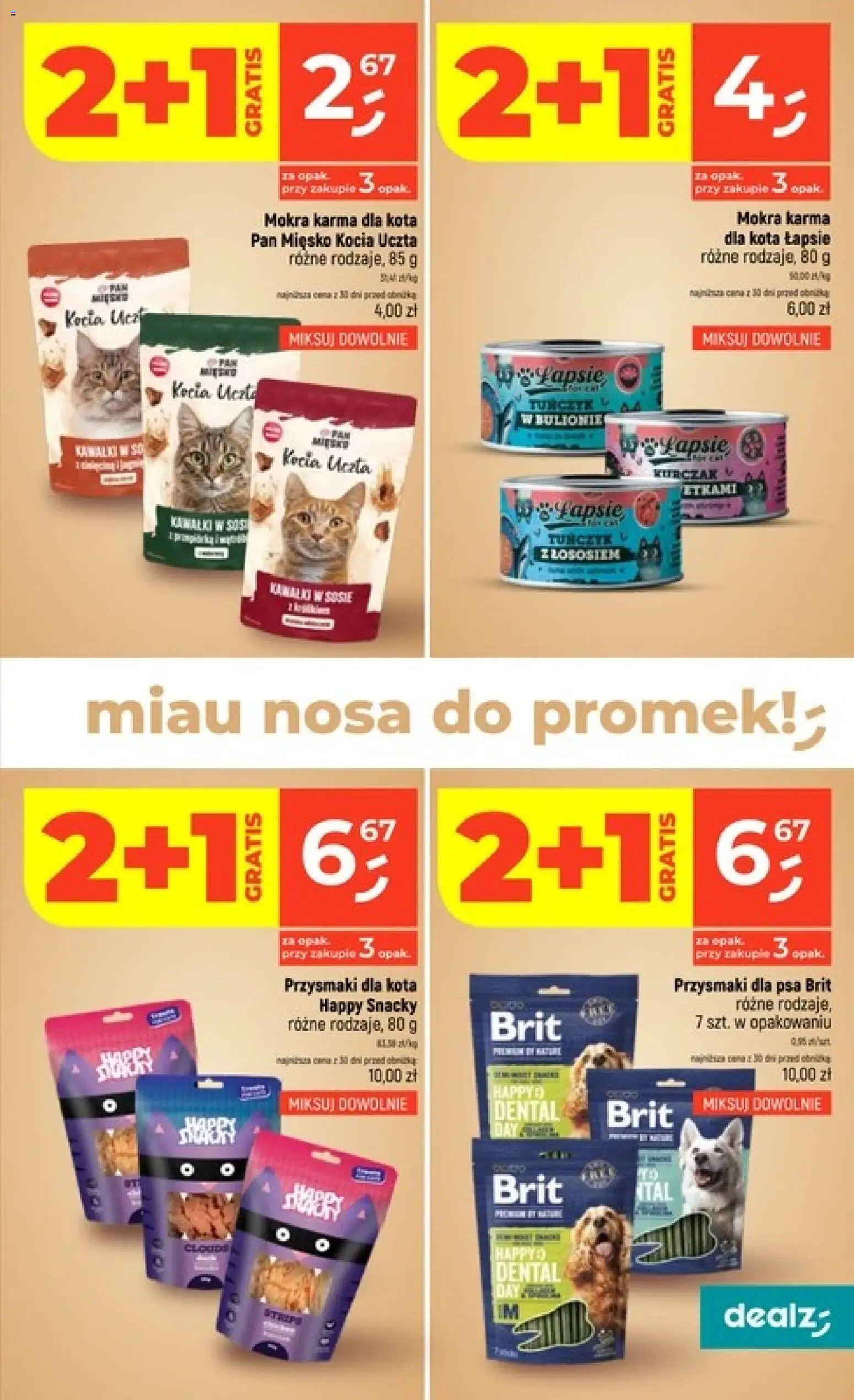 Dealz gazetka od 30.07.2026 | Strona: 27 | Produkty: Przysmaki dla kota, Tuńczyk, Karma dla kota, Sos