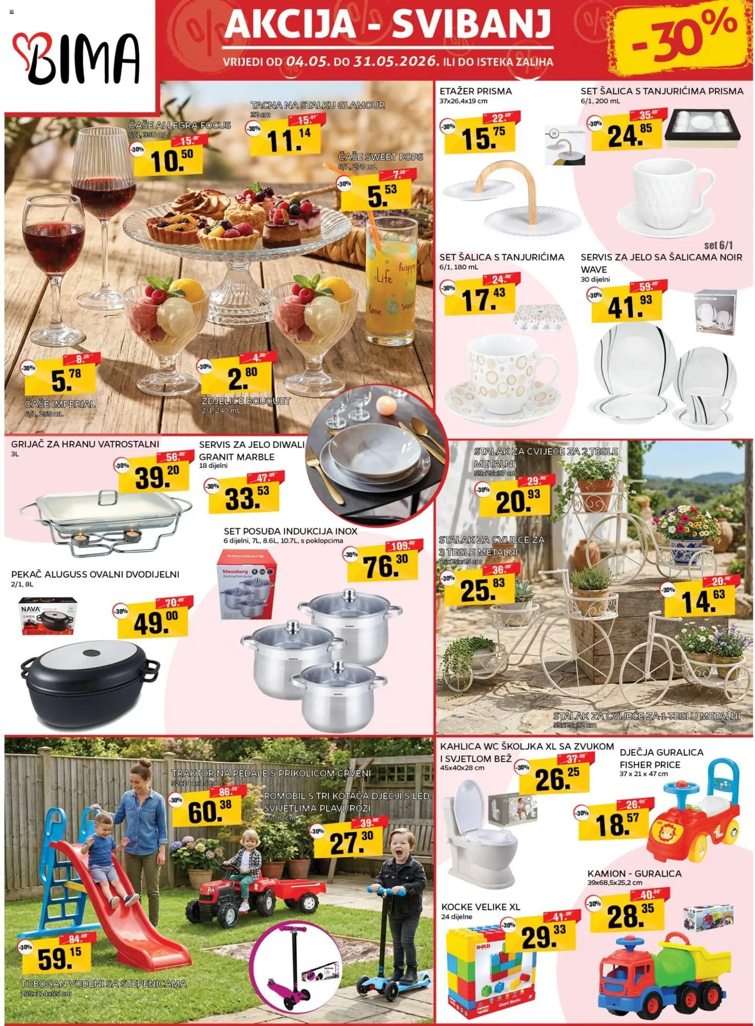 Bima katalog | vrijedi od 04.05.2026 | Stranica: 1 | Proizvodi: Cvijeće, Traktor, Šalica, Tacna