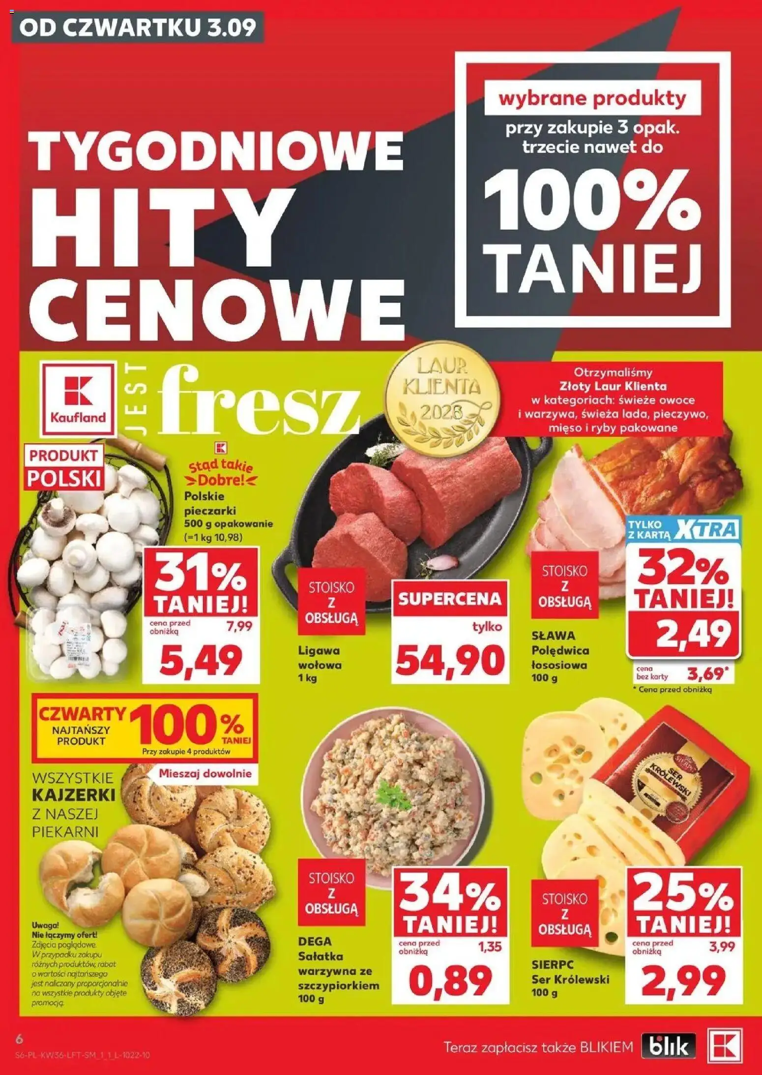 Kaufland gazetka od 03.09.2026 | Strona: 6 | Produkty: Karta, Polędwica wołowa, Sałatka warzywna, Ryby