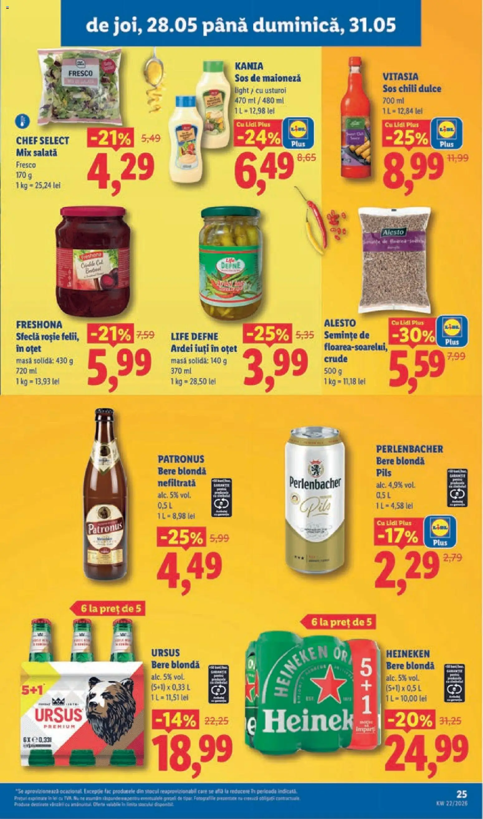 Noul catalog Lidl – valabil de la 25.05.2026 | Pagină: 25 | Produse: Oțet, Bere, Maioneză, Sfeclă