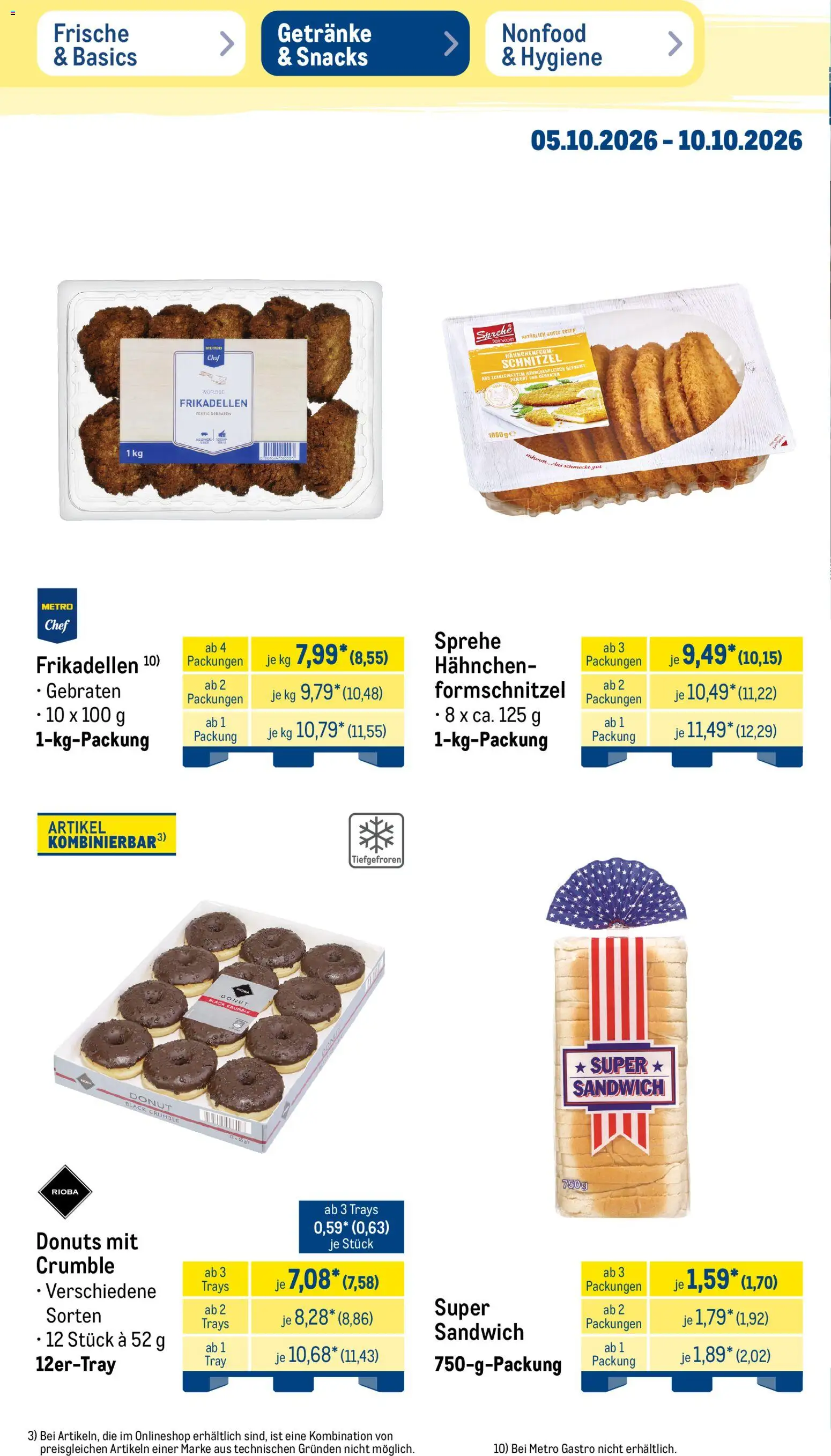 Metro Prospekt – gültig ab 05.10.2026 | Seite: 34 | Produkte: Hahnchen, Schnitzel, Donuts