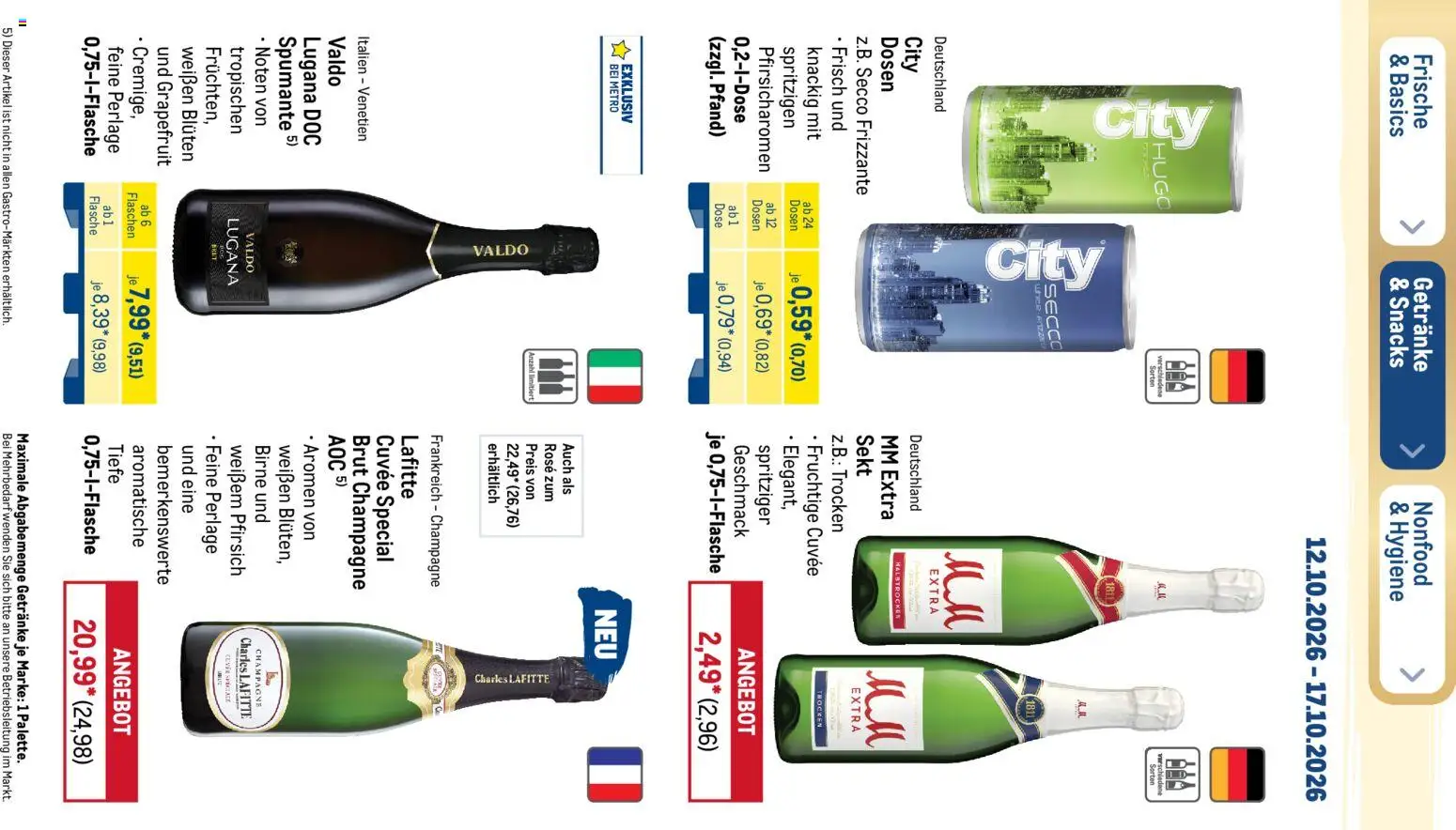 Metro Black Friday – gültig ab 12.10.2026 | Seite: 27 | Produkte: Sekt, Grapefruit, Pfirsich, Birne