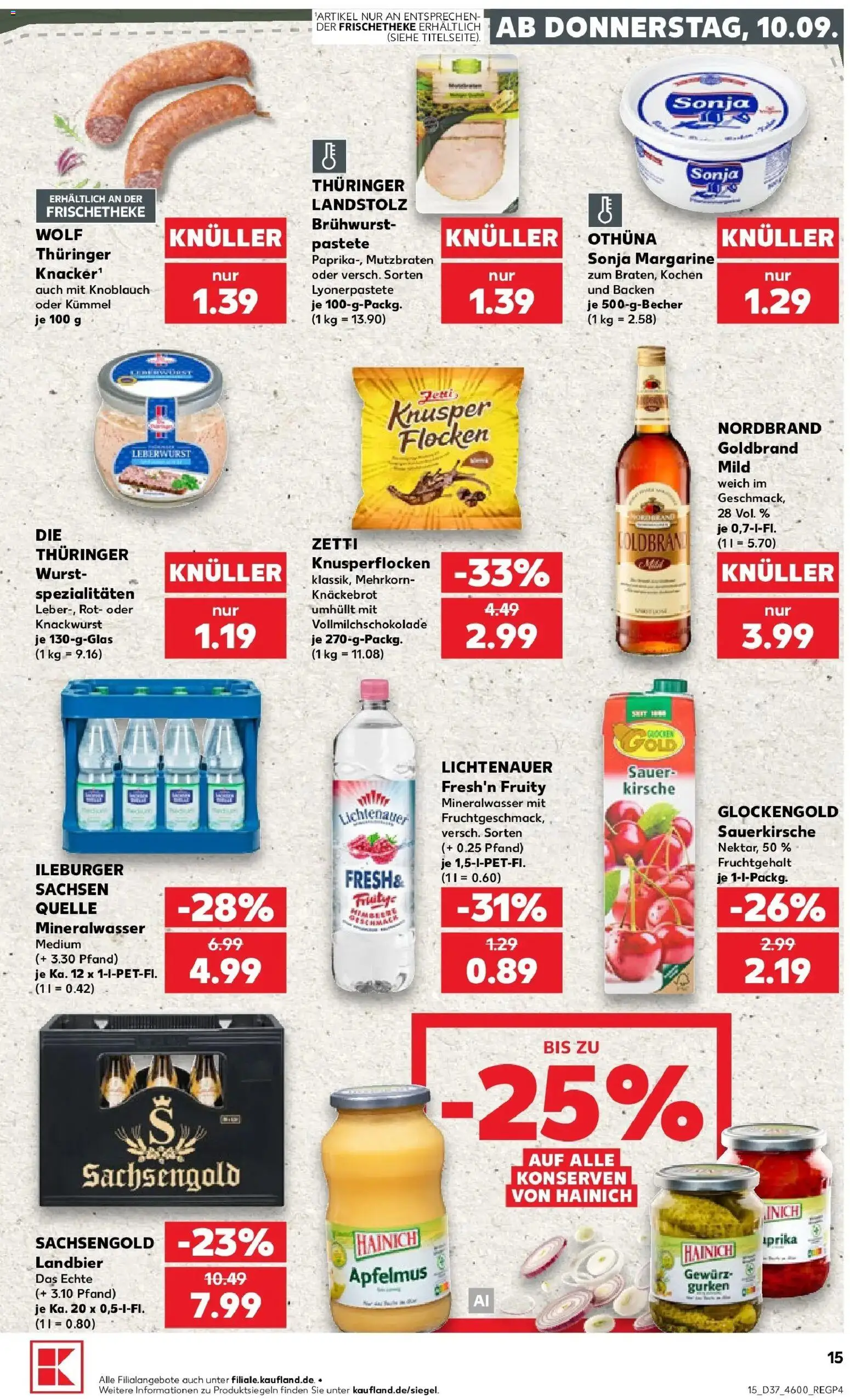 Prospekt Kaufland ab 10.09.2026 » Angebote Online zum Blättern | Seite: 15 | Produkte: Spezialitäten, Wurst, Gurken, Flocken