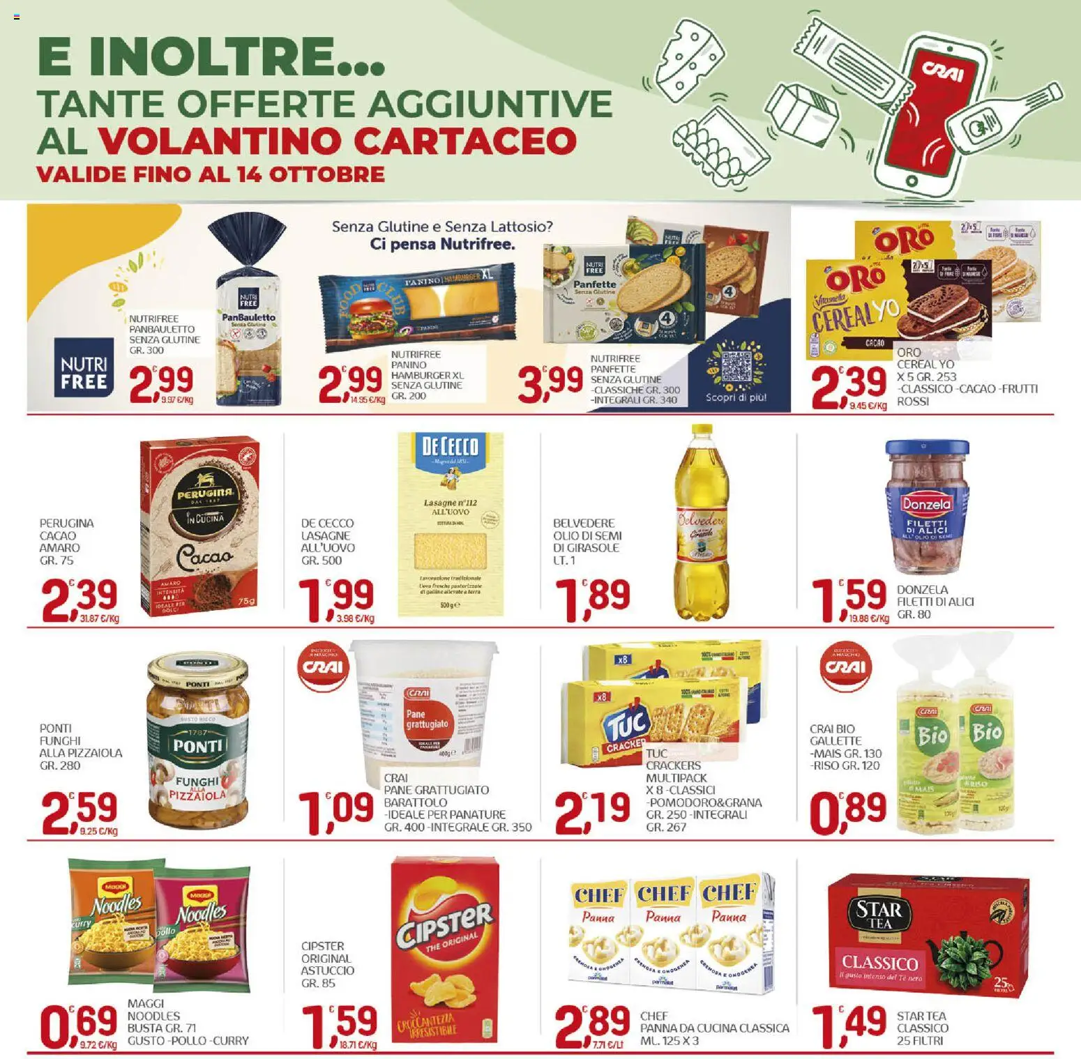 Volantino CRAI del 01/10/2026 | Pagina: 22 | Prodotti: Senza glutine, Gallette, The, Astuccio