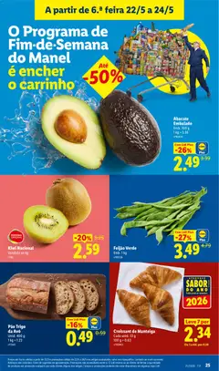 Pré-visualização Croissant de Manteiga, Cada unid. 53 g válido de 18.05.2026 | Página: 25 | Produtos: Manteiga, Pão, Abacate, Kiwi