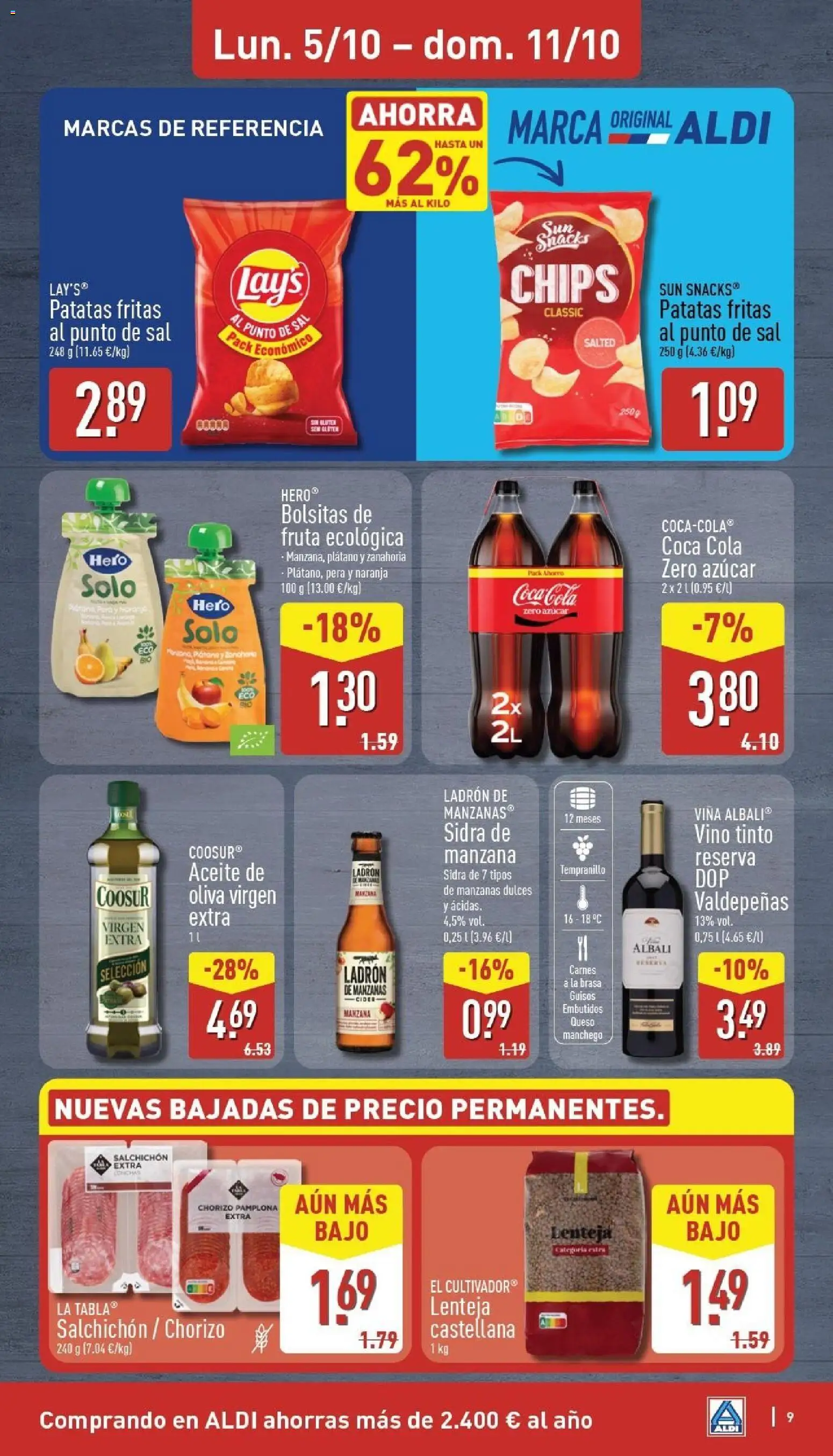 Aldi folleto Baleares │ válido desde el 05/10/2026 | Página: 9 | Productos: Aceite, Aceite de oliva, Sidra, Azúcar