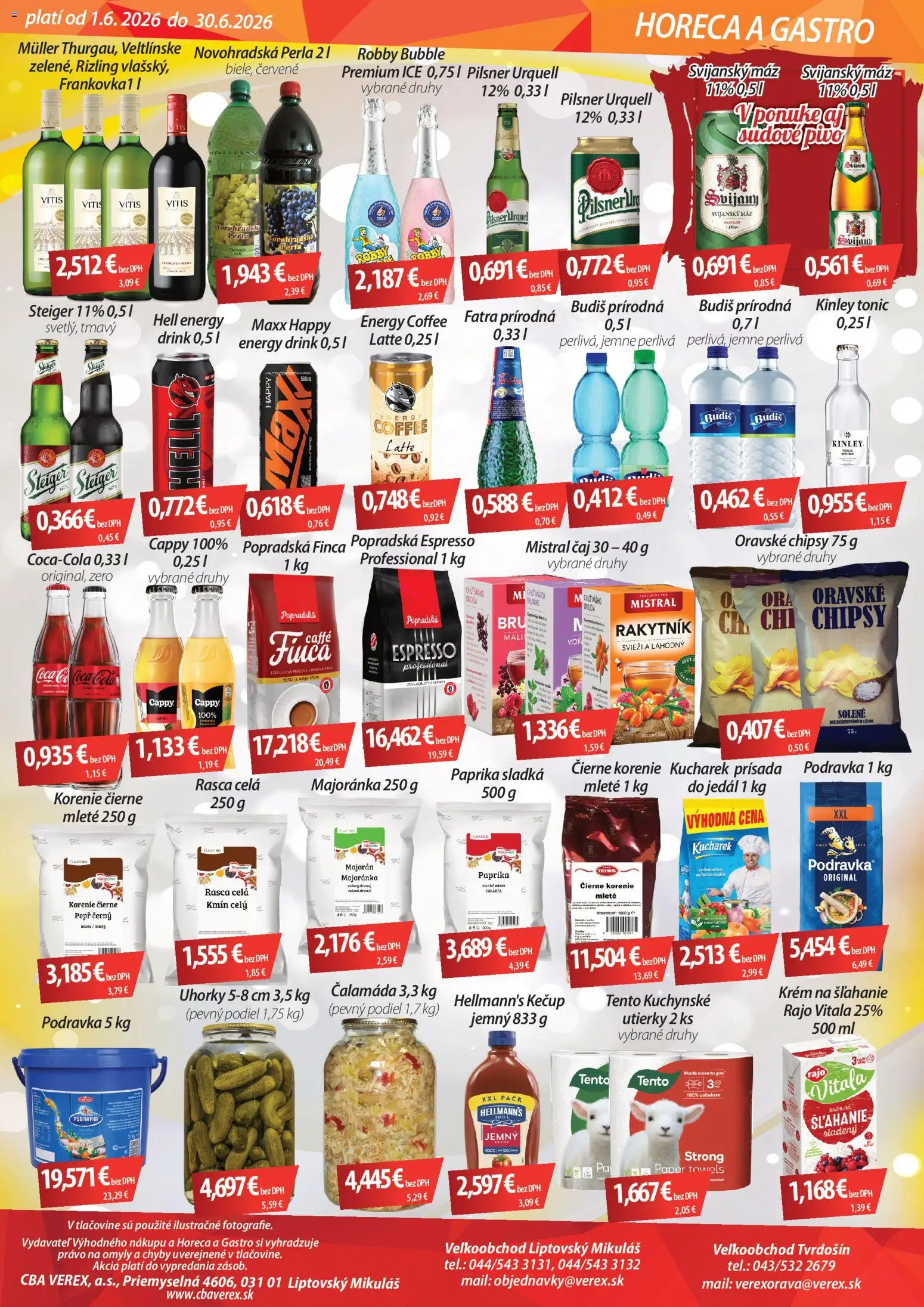 Nové CBA Verex akcie – leták je platný od 01.06.2026 | Strana: 3 | Produkty: Steiger, Korenie, Fatra, Majorán