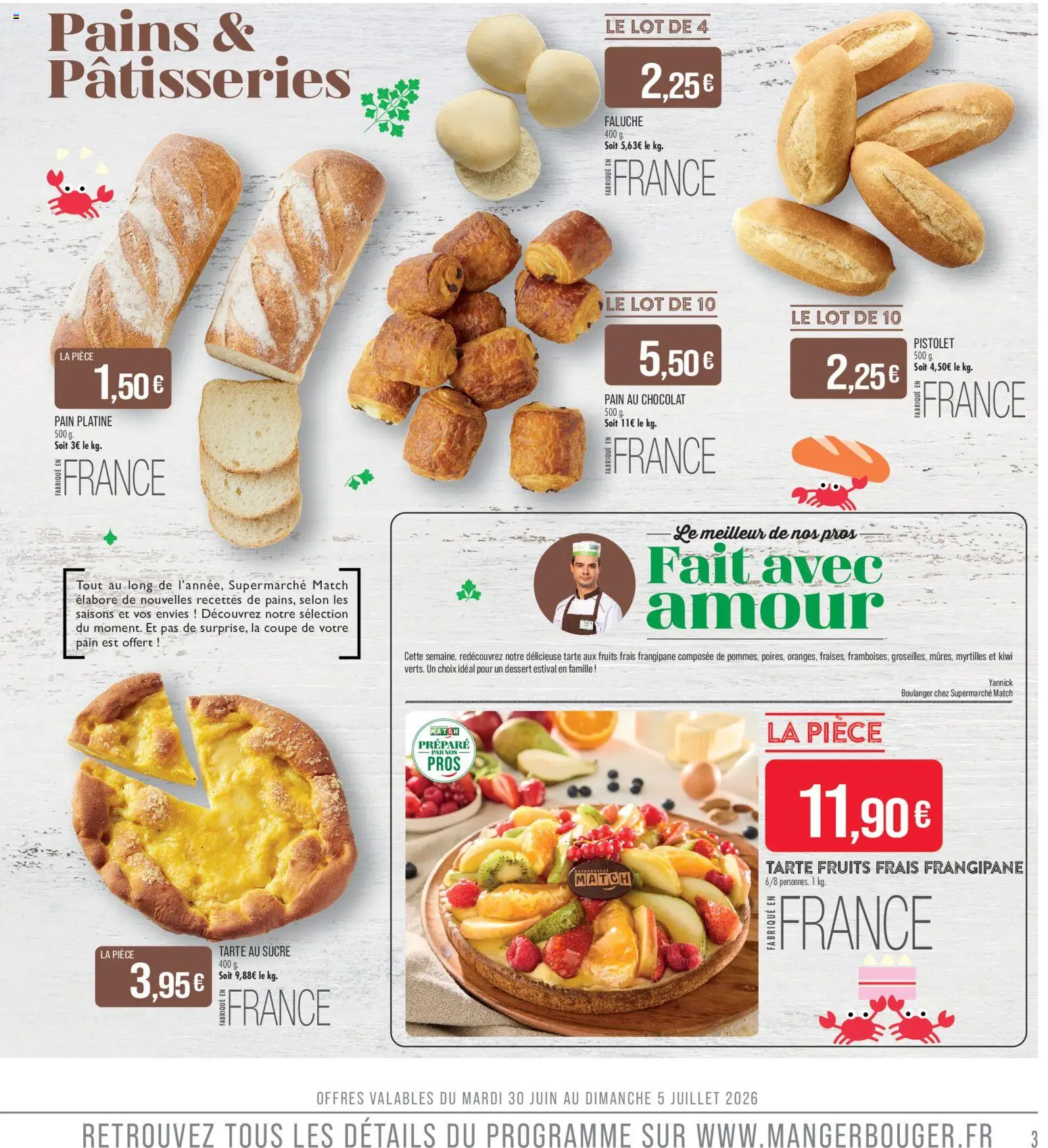 {H1} | Page: 3 | Produits: Myrtilles, Pain au chocolat, Pain, Kiwi