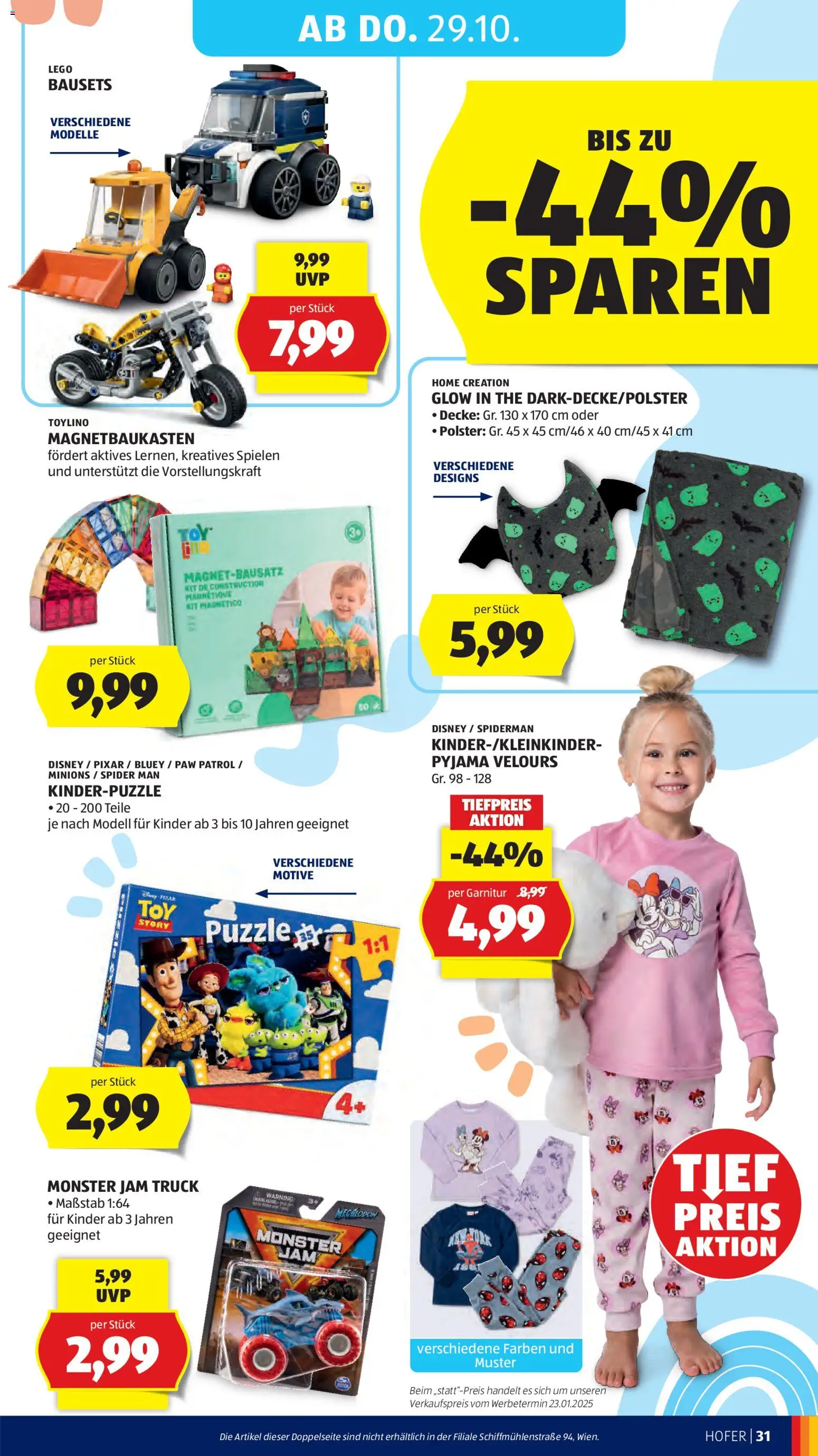 Hofer AT akciós ujság - amely érvényes a következő dátumtól: 2026.10.23. | Oldal: 41 | Termékek: Puzzle, LEGO, Paw Patrol, Kinder