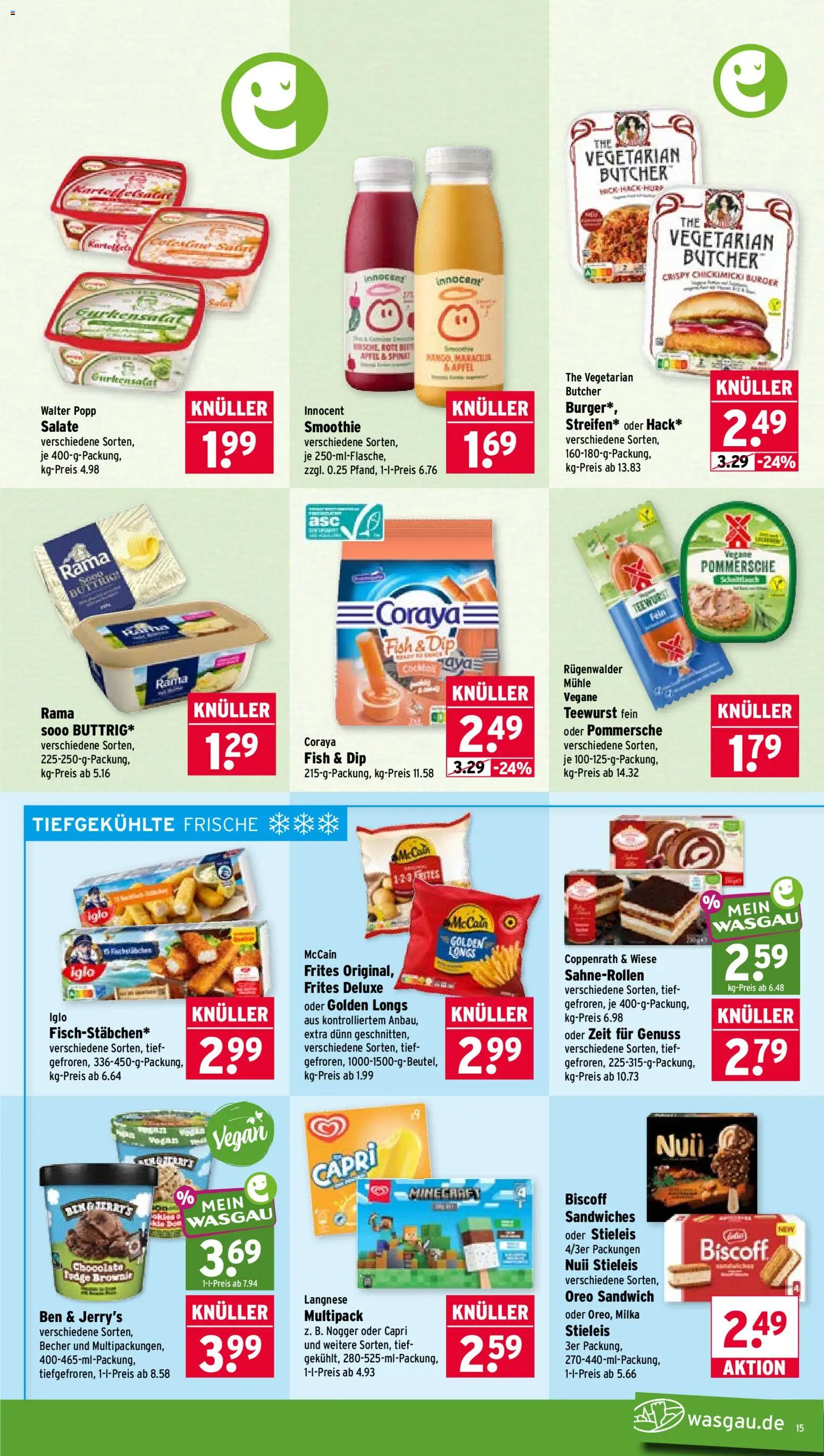 Wasgau Prospekt – gültig ab 31.08.2026 | Seite: 15 | Produkte: Rama, Iglo, McCain, Ben & Jerry's