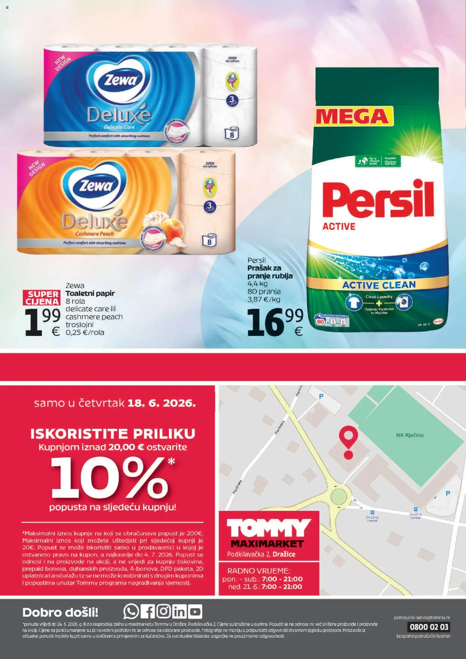 Tommy katalog | vrijedi od 18.06.2026 | Stranica: 4 | Proizvodi: Prašak za pranje, Zewa, Telefon, Persil